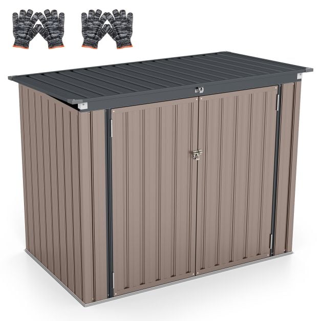 Prügikastide hoiukast 2 prügikastile tsingitud metallist prügikastimaja 2 uksega 172 x 955 x 130 cm pruun