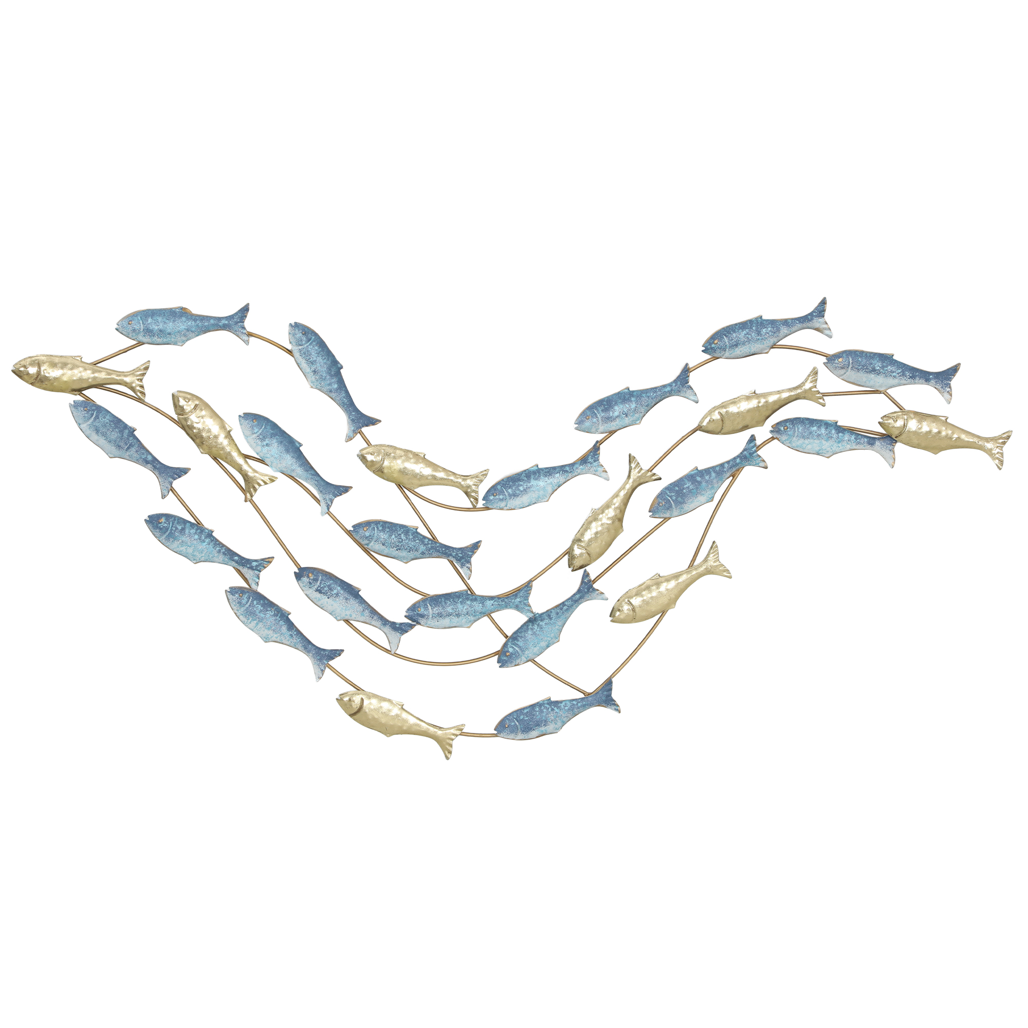 Metallist seinakunst, kalakujundusega, roostekindel, moodne stiil, elegantne, helesinine