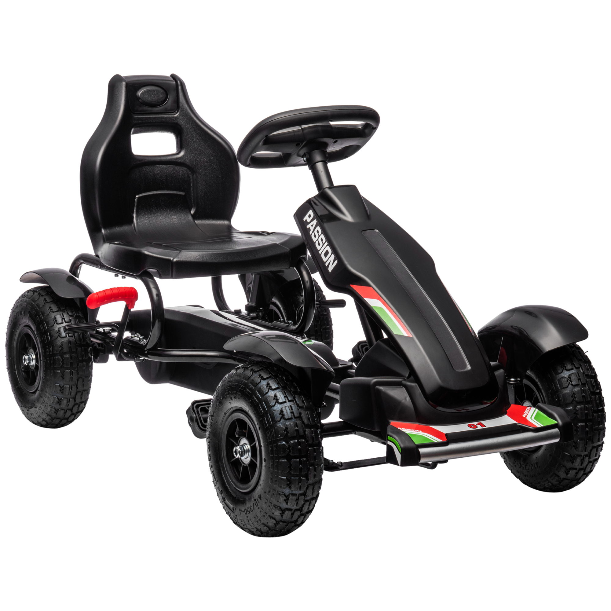 HOMCOM laste go-kart reguleeritava istmega käsipiduriga alates 5. eluaastast 121 x 58 x 61 cm must
