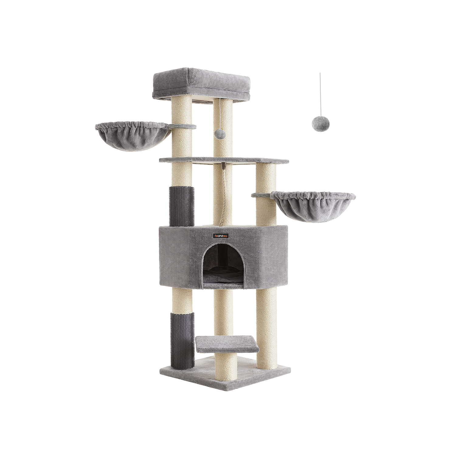 Isesoojenevate tekkidega kraapimispost tuvihalli ja kreemvalgega