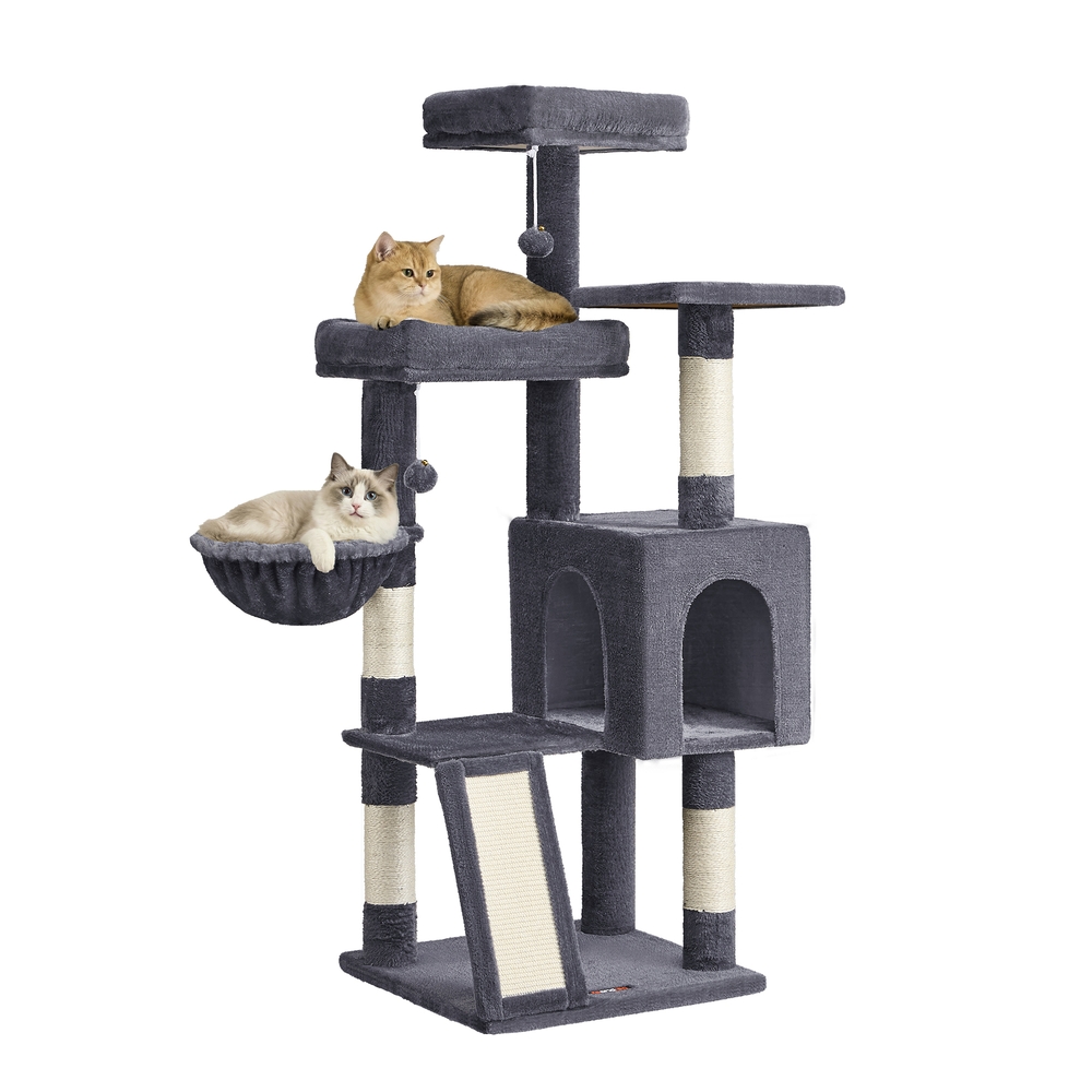 Kassipuu 136 cm kõrge, 3 platvormiga, suitsuhall