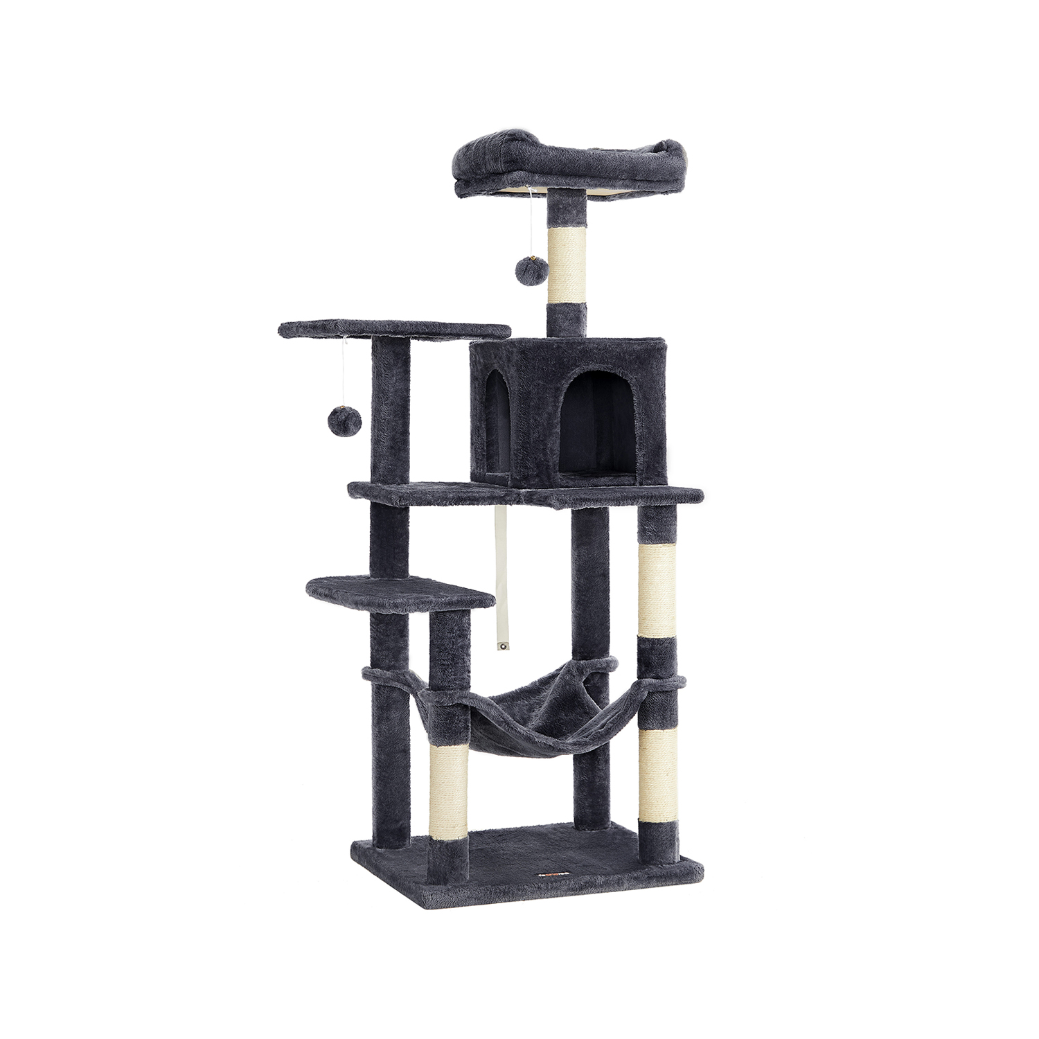 Kassi kraapimispost, võrkkiigega, 143 cm