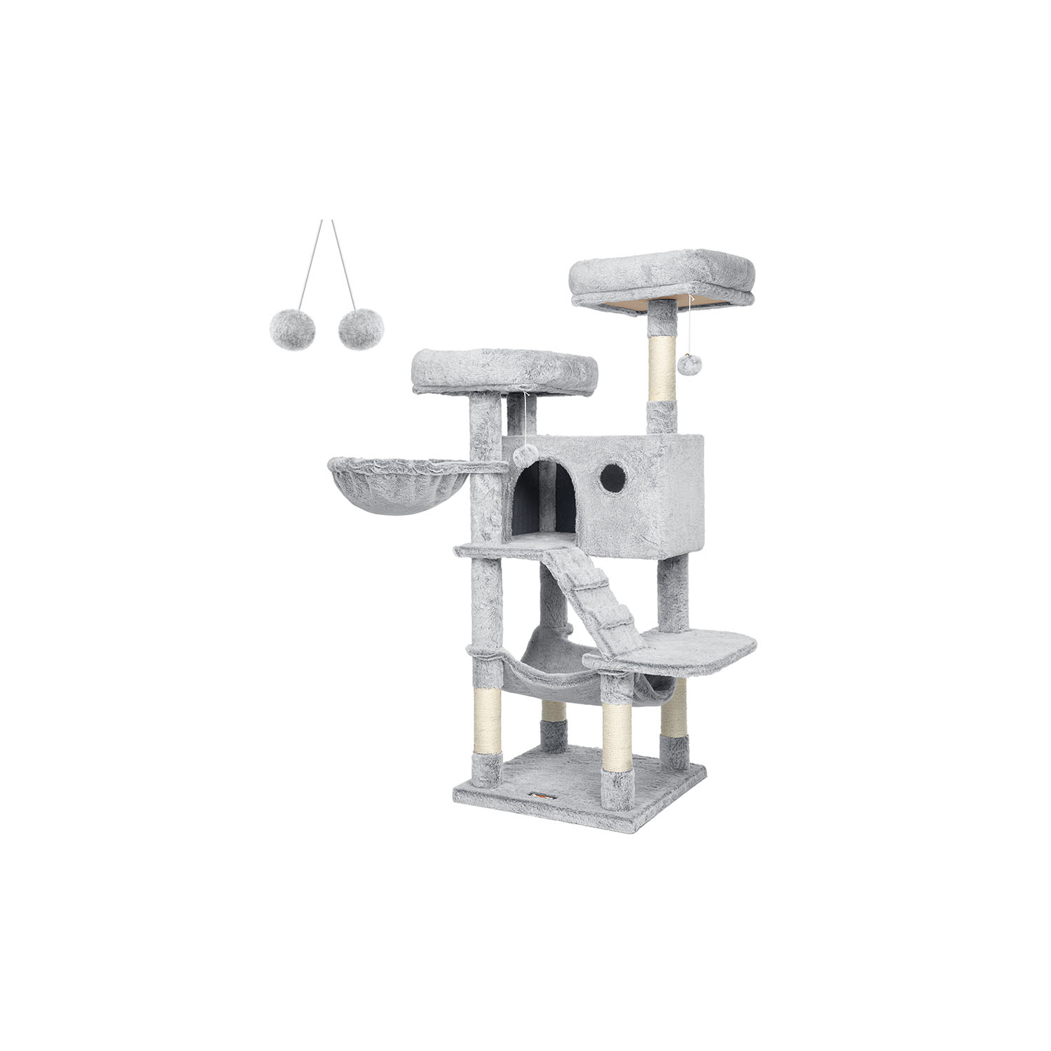 Kassi kraapimispuu, pehme kattega, helepruun