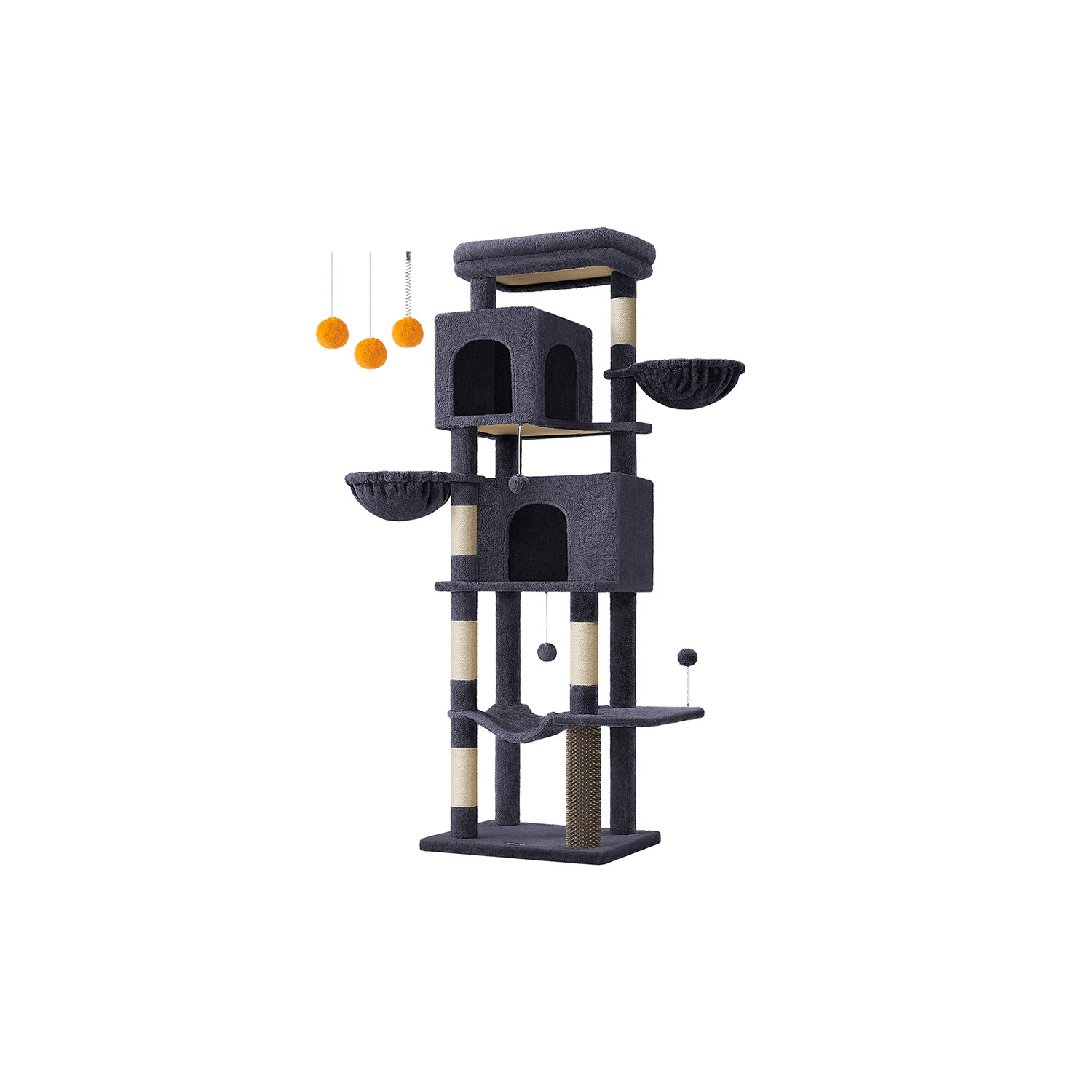 Kriimustuspost 175 cm kõrgune XL 2 tumehalli koobaga