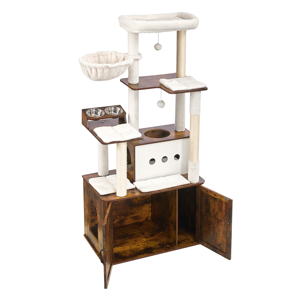 Kassipuu võrkkiigega, 170 cm kõrge, kassi koobas