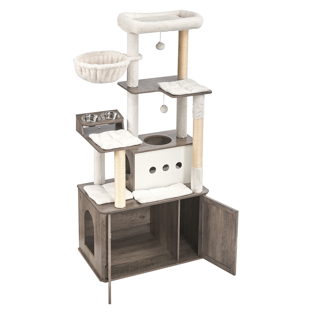 Kassipuu võrkkiigega, 170 cm kõrge, kassi koobas