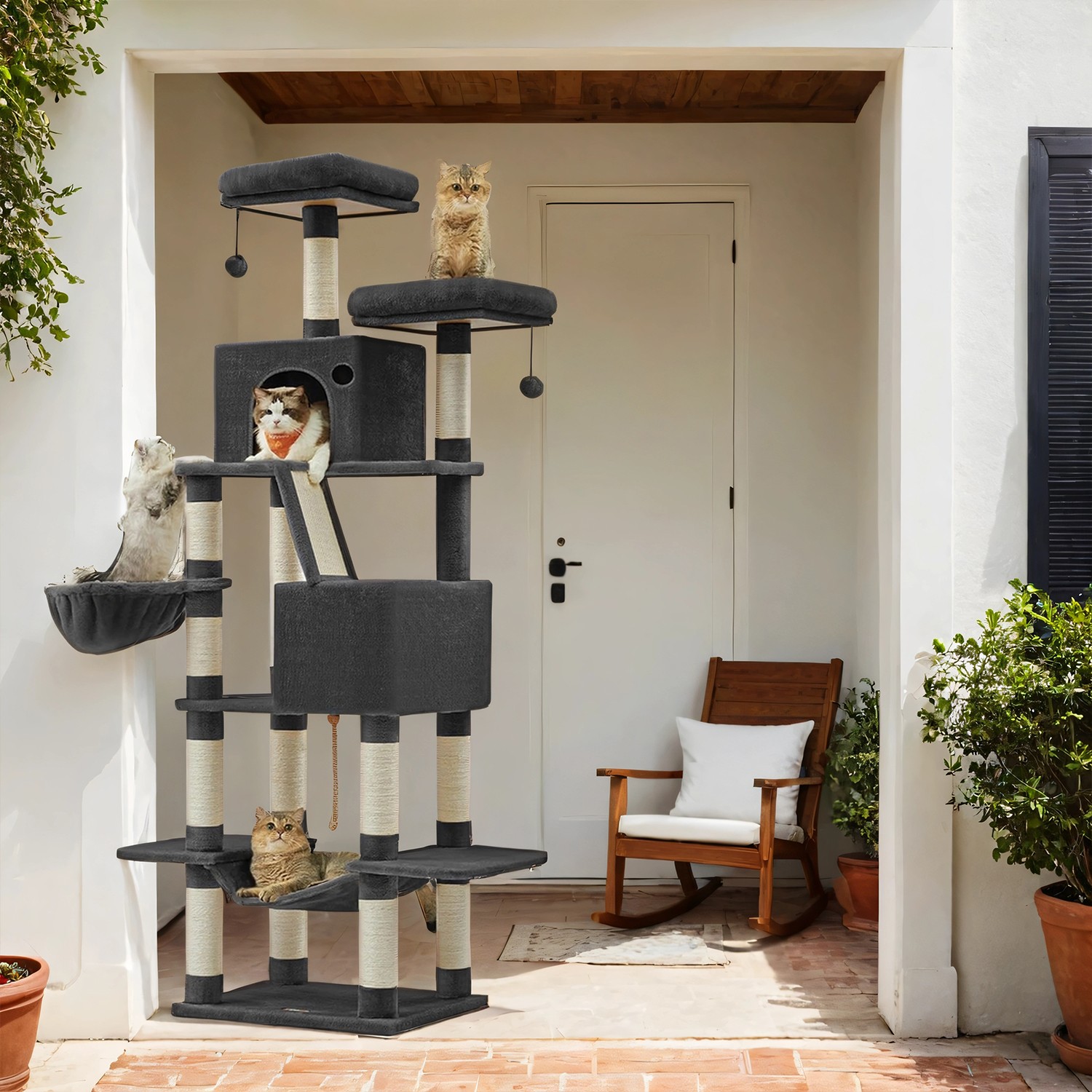 Kraapimispuu 206 cm kõrge, kassipuu, 13 kraapimissambaga