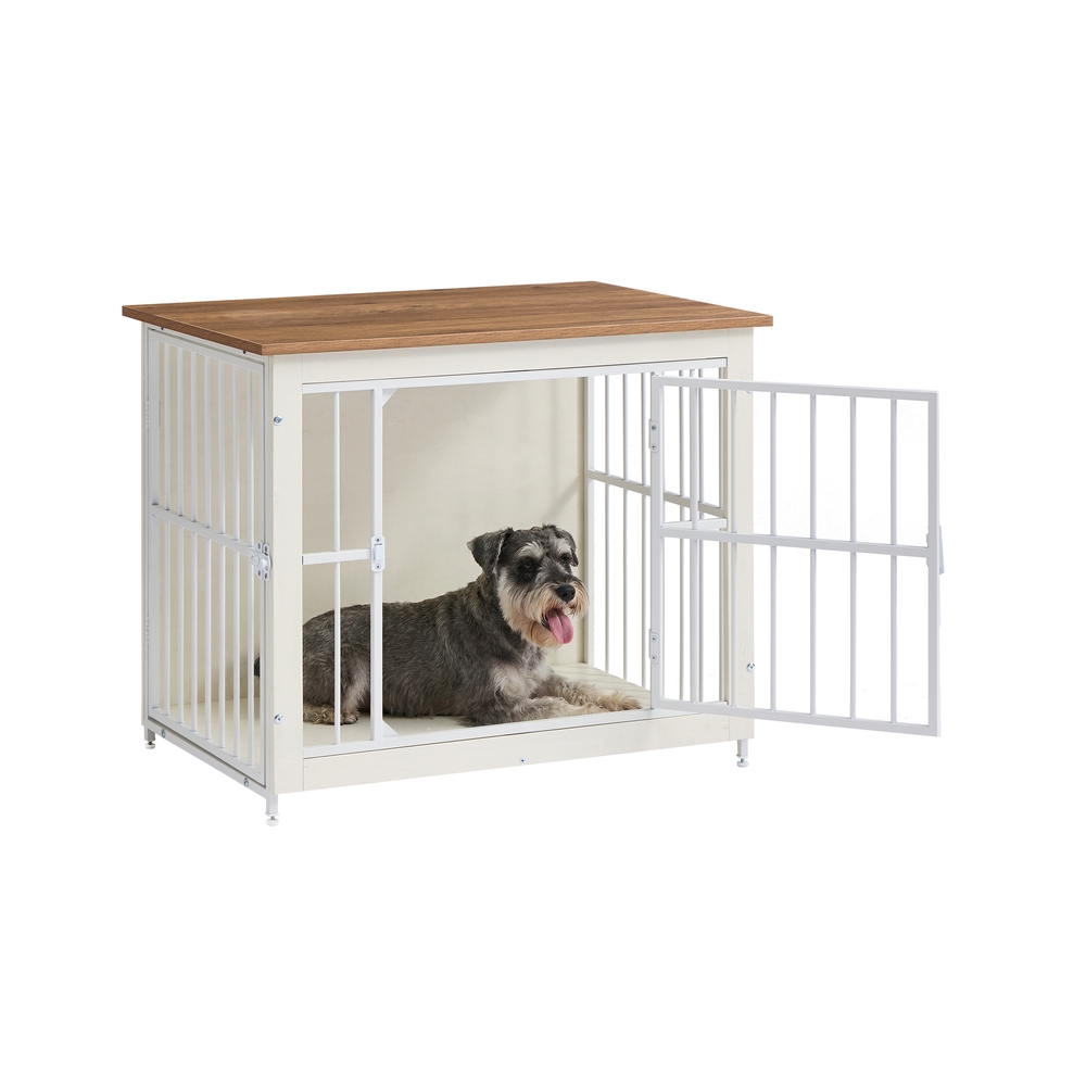 Koerapuurimööbli mööbel koertele kuni 20 kg, 2 ust, pilvevalge ja meepruun