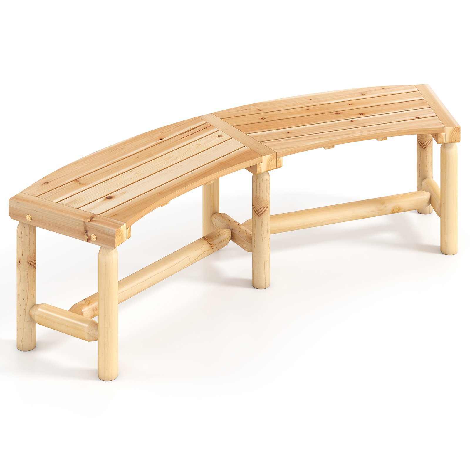 Kaardus aiamööbli massiivpuidust lõkkeplatsipink 2-3 inimesele välibank naturaalne