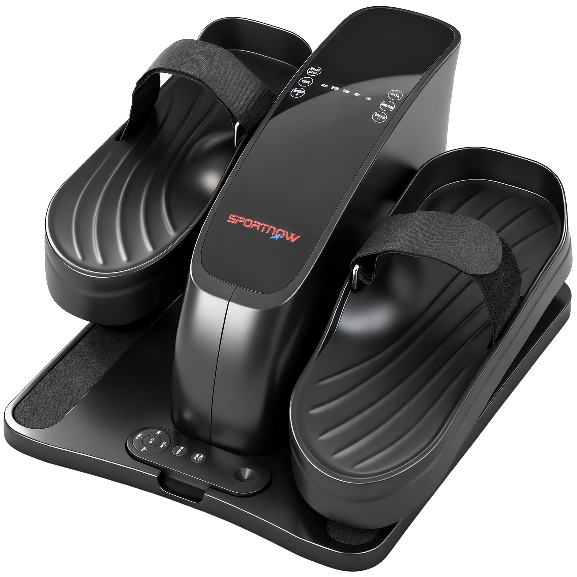 Minipedaaliga treeningratas, 12 kiirust, LED-ekraan, kaugjuhtimispult, libisemiskindel, kaasaskantav, metall, plastik, must