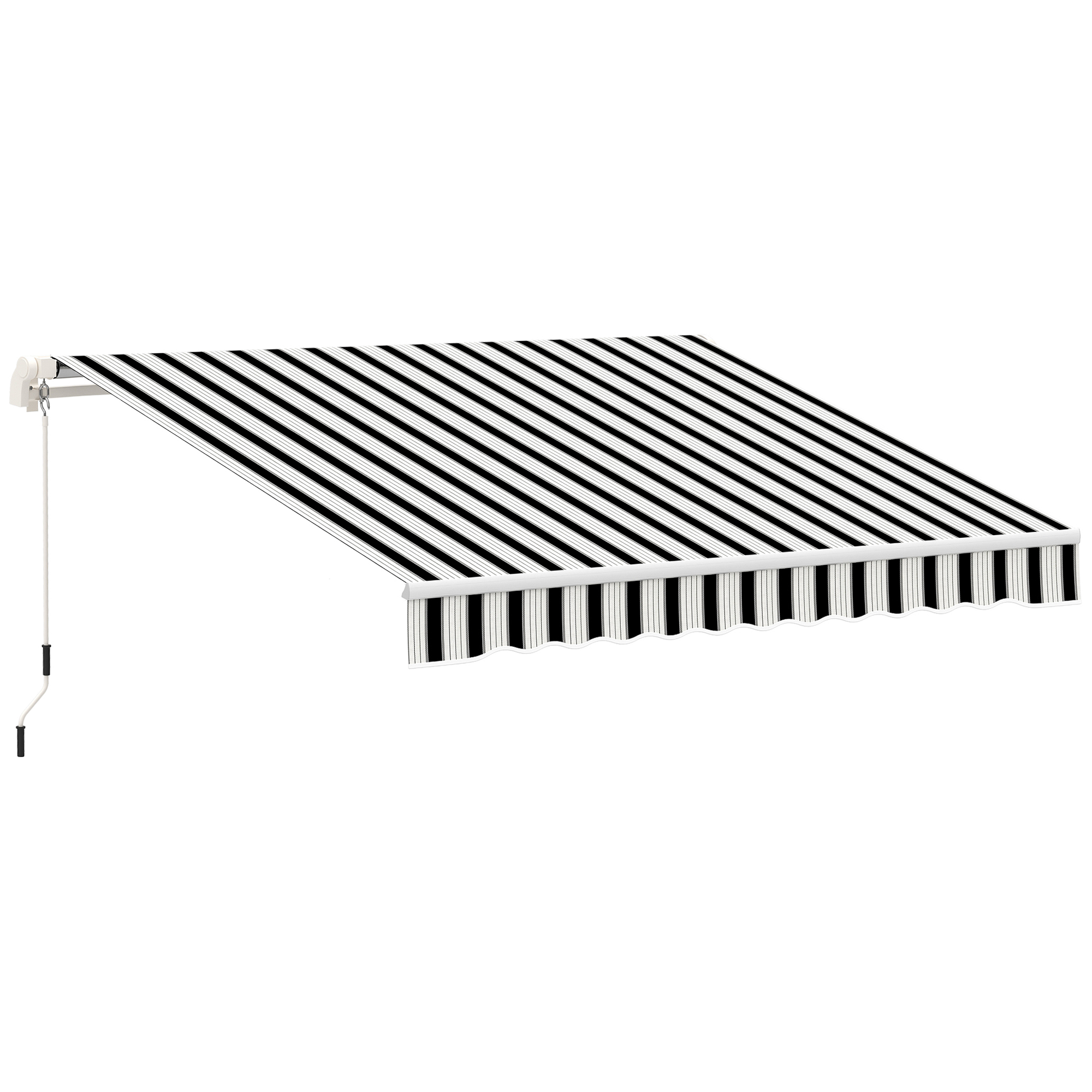 Varikatus, päikesesirm, kokkuklapitav, käsivändaga, metallraam, polüester, sinine+valge, 3,95 x 2,45 x 3,50 m