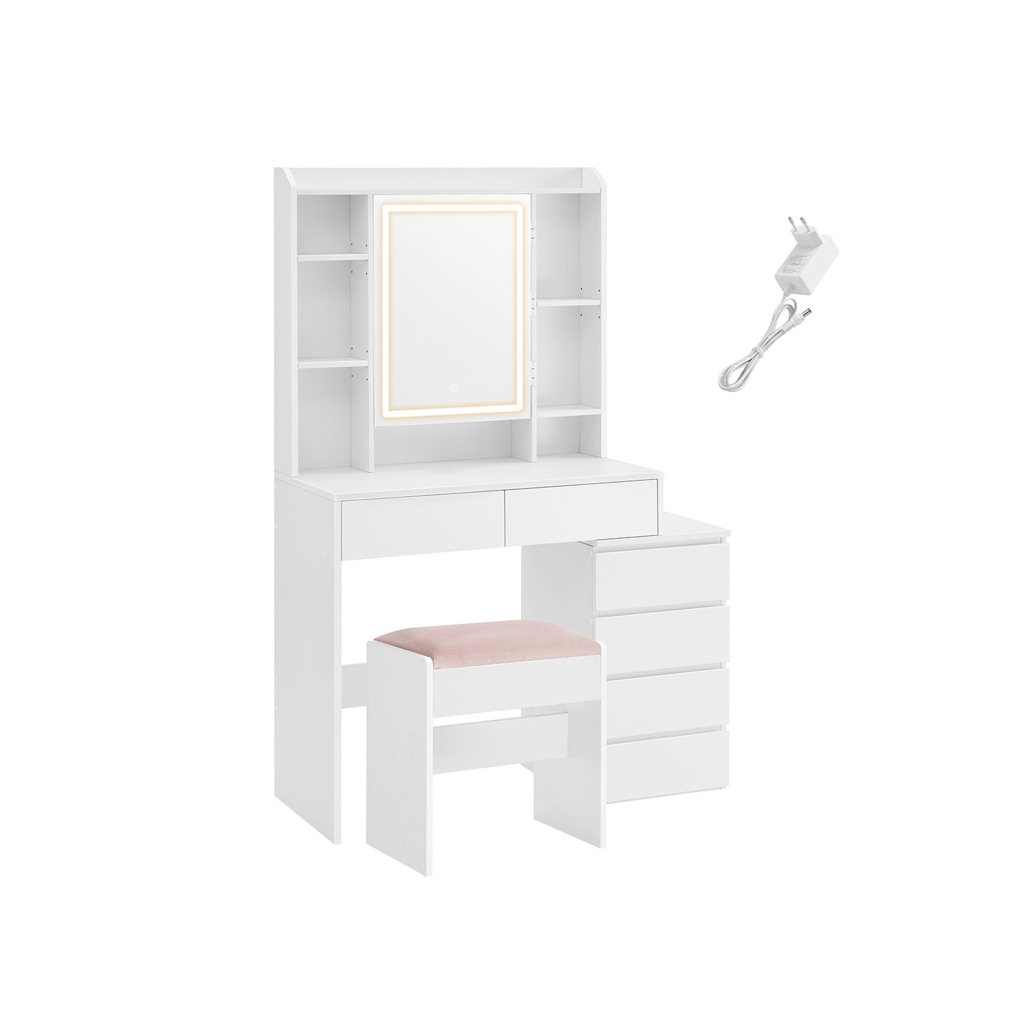 Tualettlaud LED valgustusega ja peegliga, pilvevalge