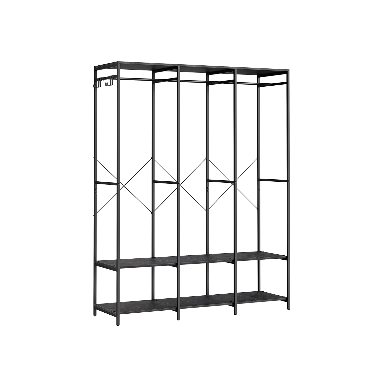 Riidekapp lahtised eemaldatavad konksud eebenipuu must