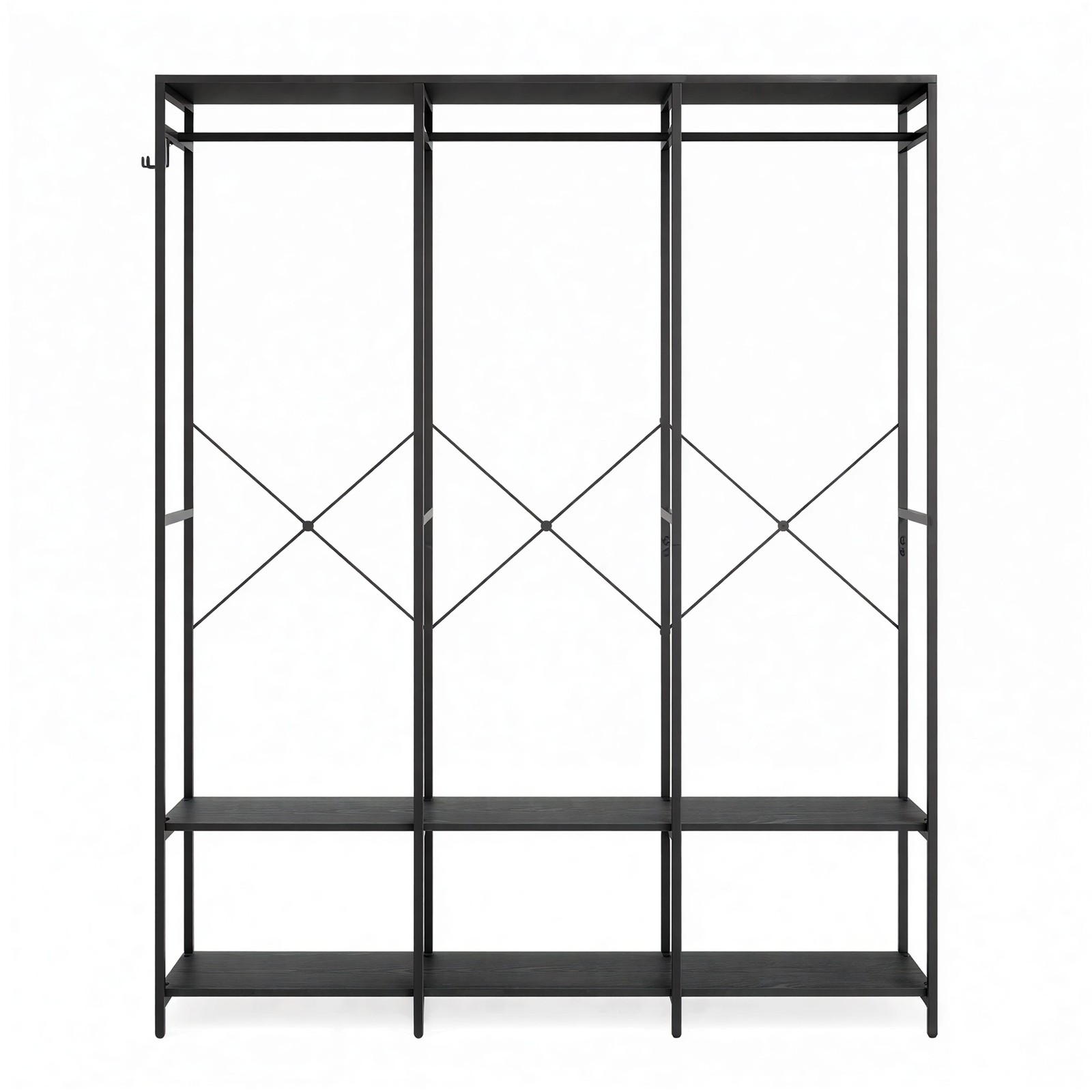 Riidepuuraam, riidepuutoruga riidekapp, riiulid