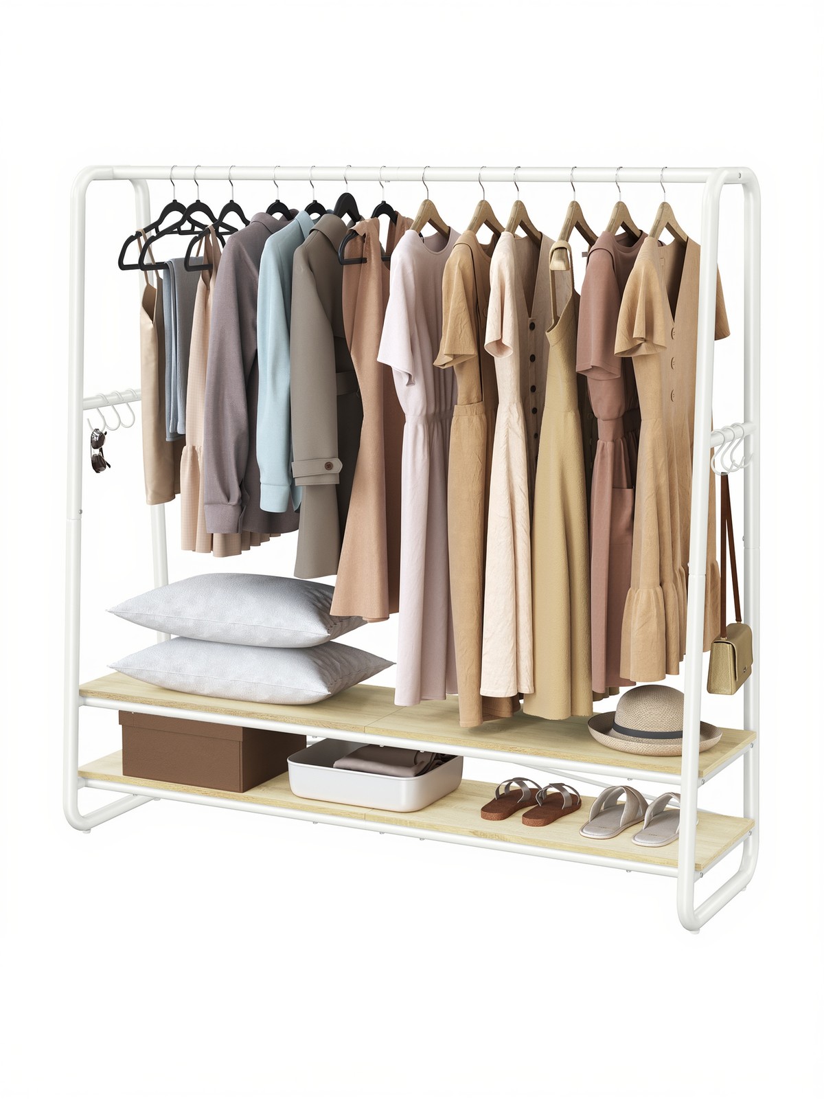 Riidepuuraam 2 riiuliga, terasest riidepuuraam, 6 S-konksu