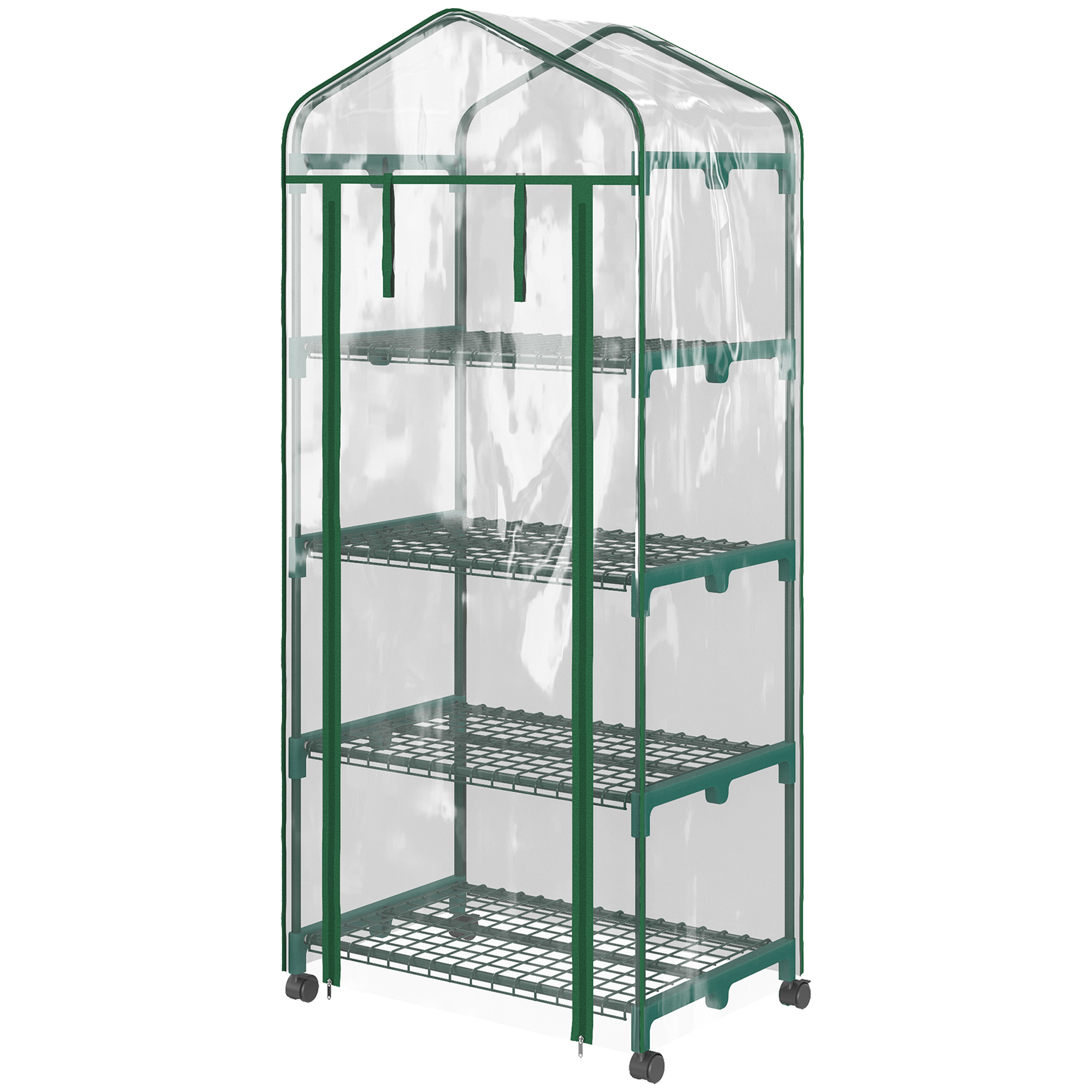 Fooliumkasvuhoone minikasvuhoone taimemaja külmraam 4 riiulit 69 x 50 x 165 cm läbipaistev