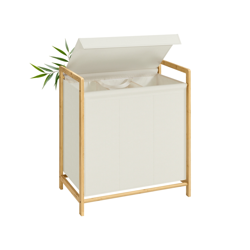 Pesukorv bambusraami ja kahe sektsiooniga