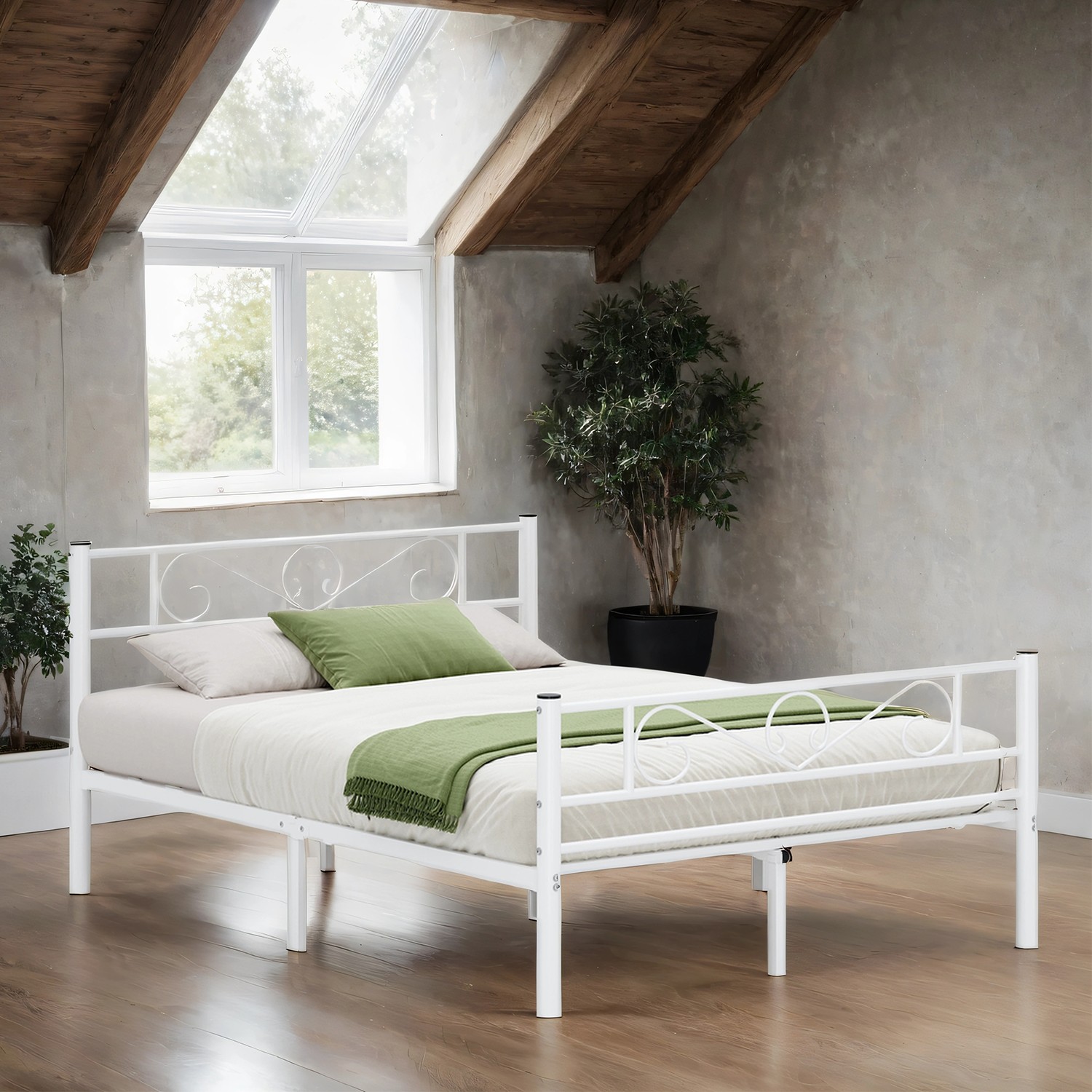 Voodi 140 x 190 cm, külalistevoodi, metallist kaheinimesevoodi