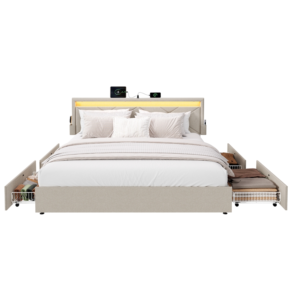 Voodiraam, 160 x 200 cm, valgustusega