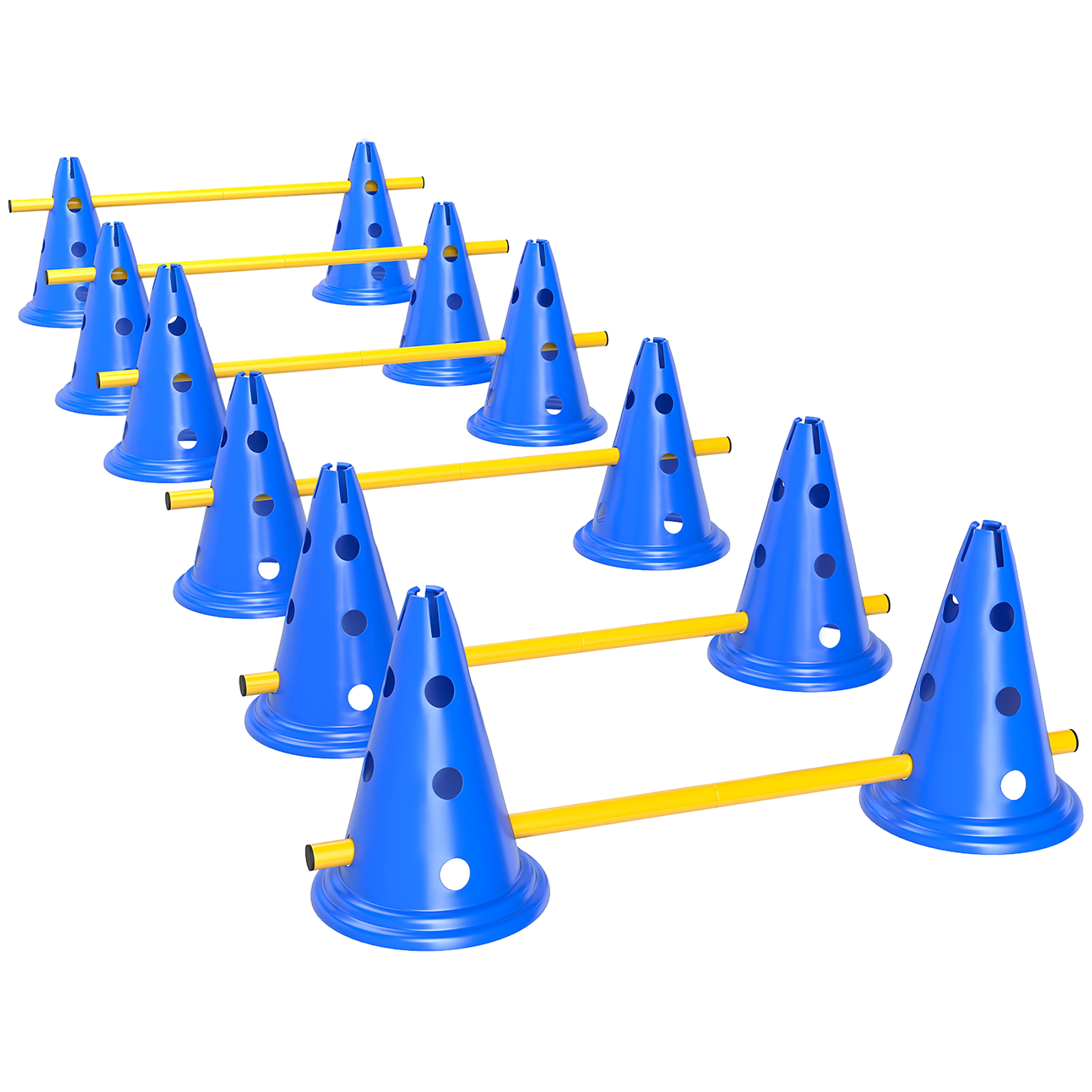 Koerte agilitykomplekt, 6-osaline agilityvarustus koerte treenimiseks, tõkkekomplekt 12 koonusega, 6 tõket, kandekott