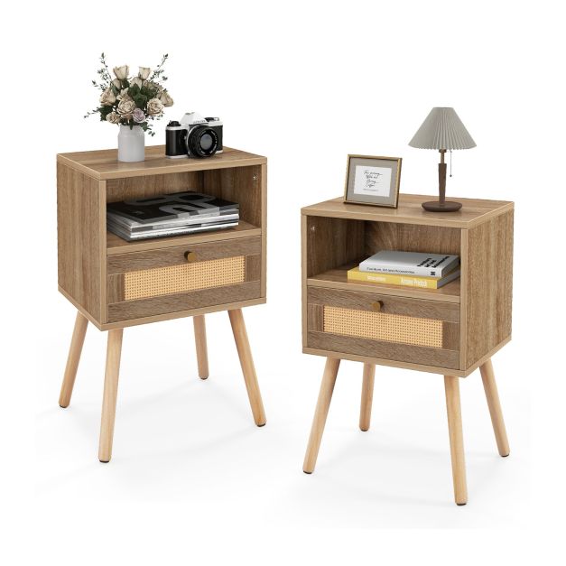 Öökapp rotangist 2-osaline komplekt öökapp sahtli ja avatud lahtriga 40 x 30 x 605 cm