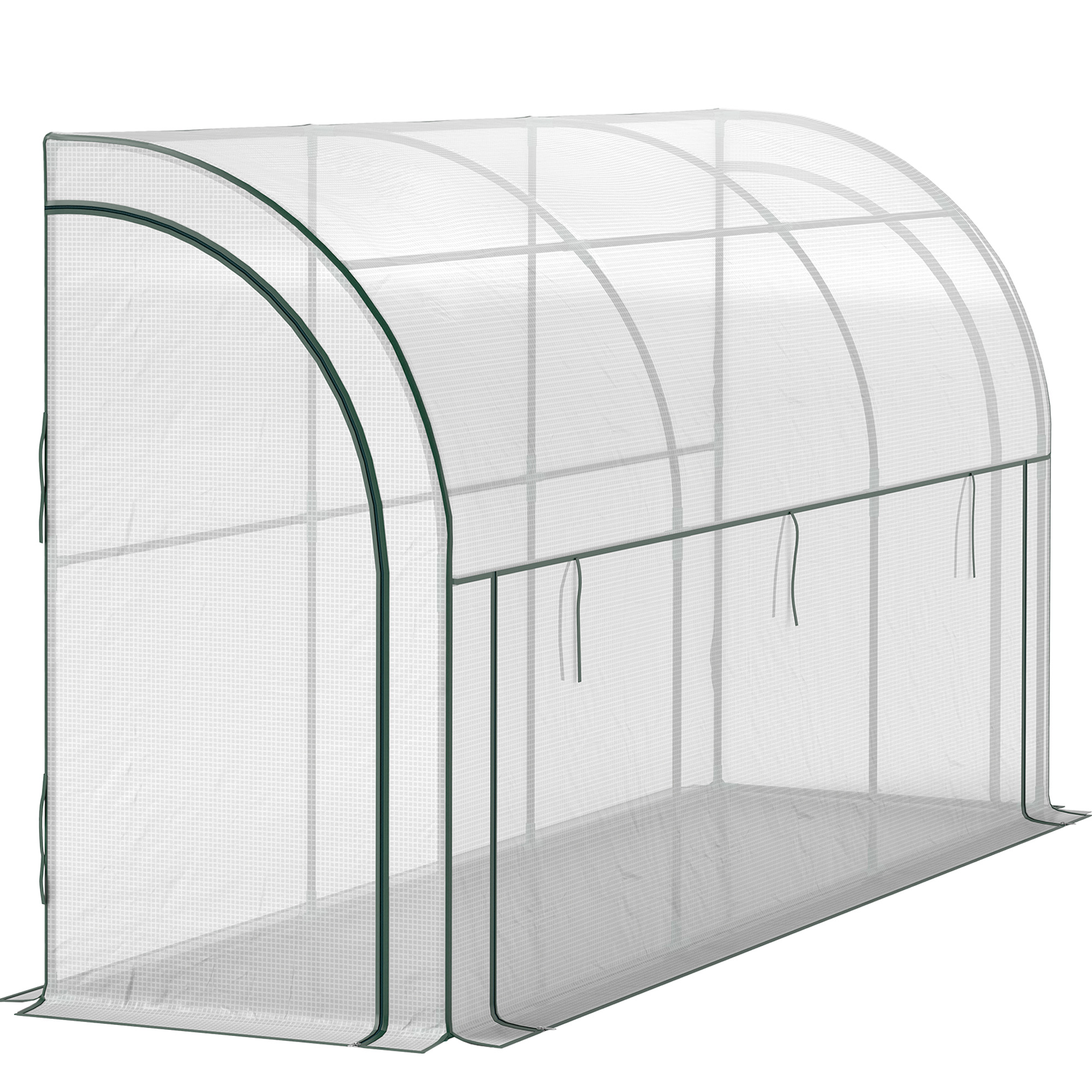 Seinale kinnitatav kasvuhoone, ligipääsetav taimemaja, plastmassist presendist, 300 x 80 x 157 cm, valge