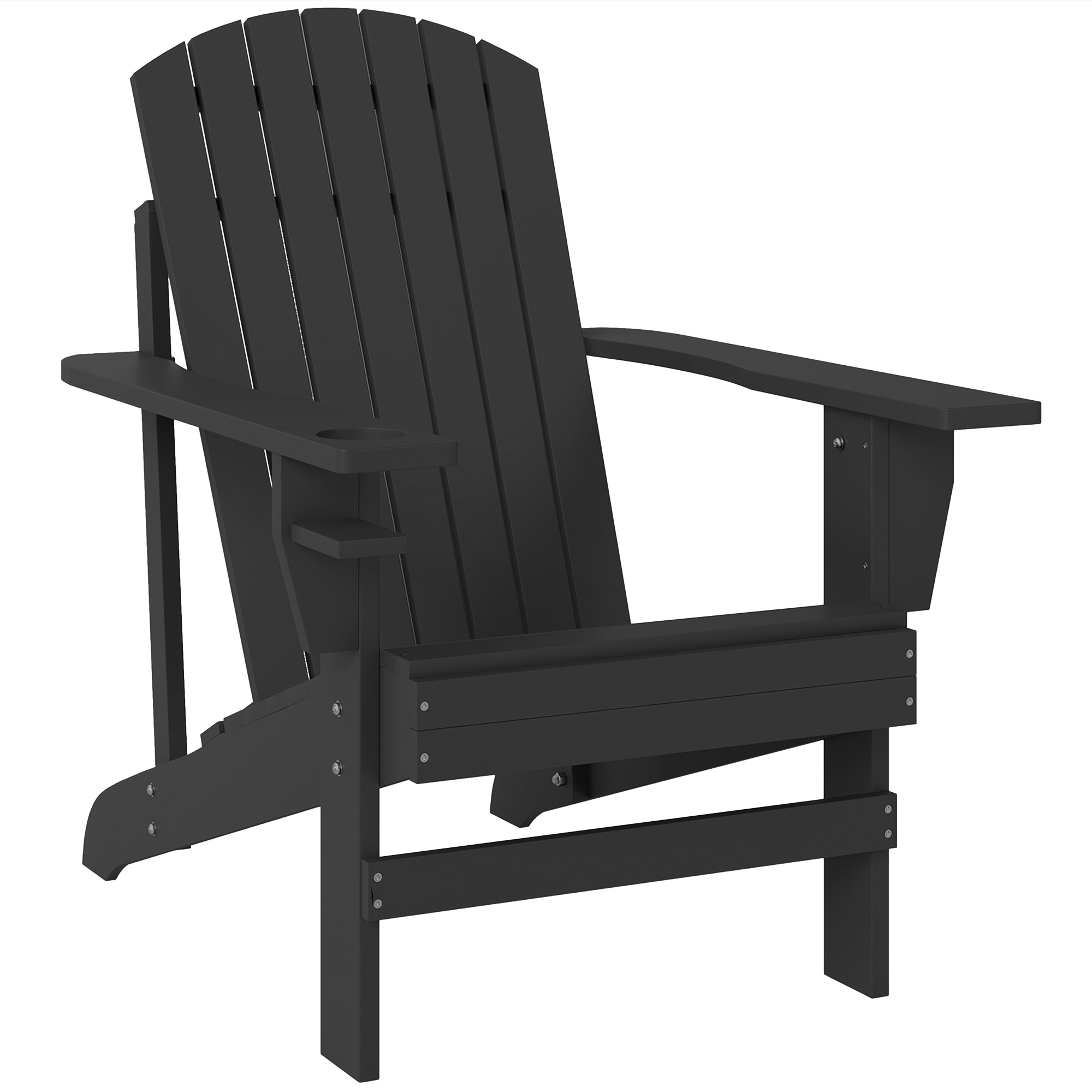 Adirondacki aiatool topsihoidjaga, aialatool, rõdutool, täispuit, must, 72 x 95 x 93 cm