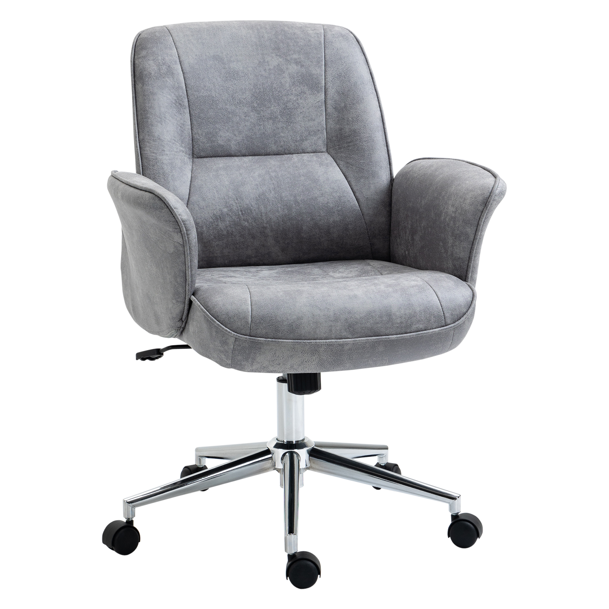 Kiikfunktsiooniga kontoritool, lauatool, kõrgusega reguleeritava pöördtool, ergonoomiline töötool, moodne, kandevõime kuni 120 kg, mikrokiud, helehall, 67 x 69 x 92-102 cm