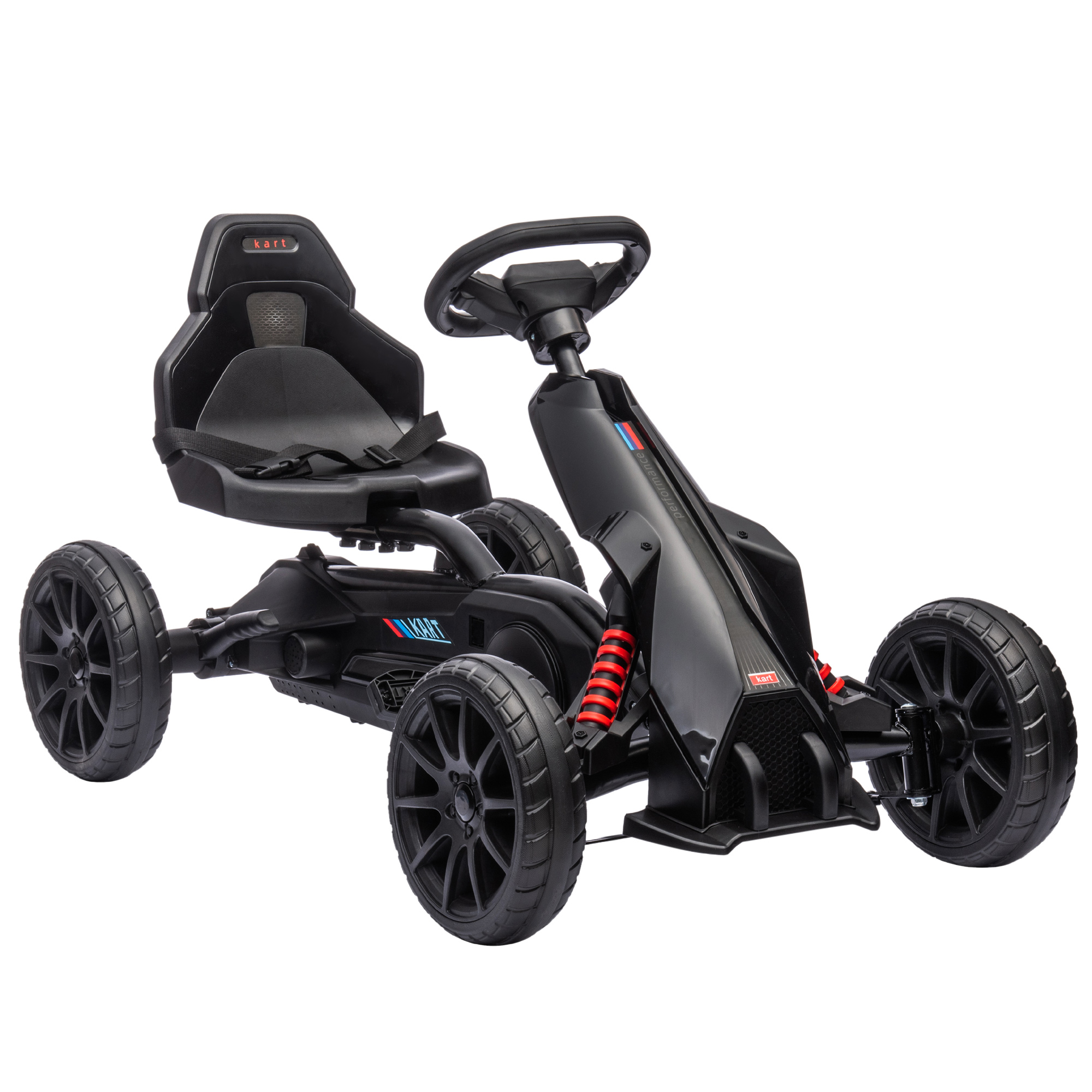 Kart, lastesõiduk reguleeritava istmega, pedaalisõiduk, pedaaliauto käsipiduriga, 3-8 aastat, õue, must