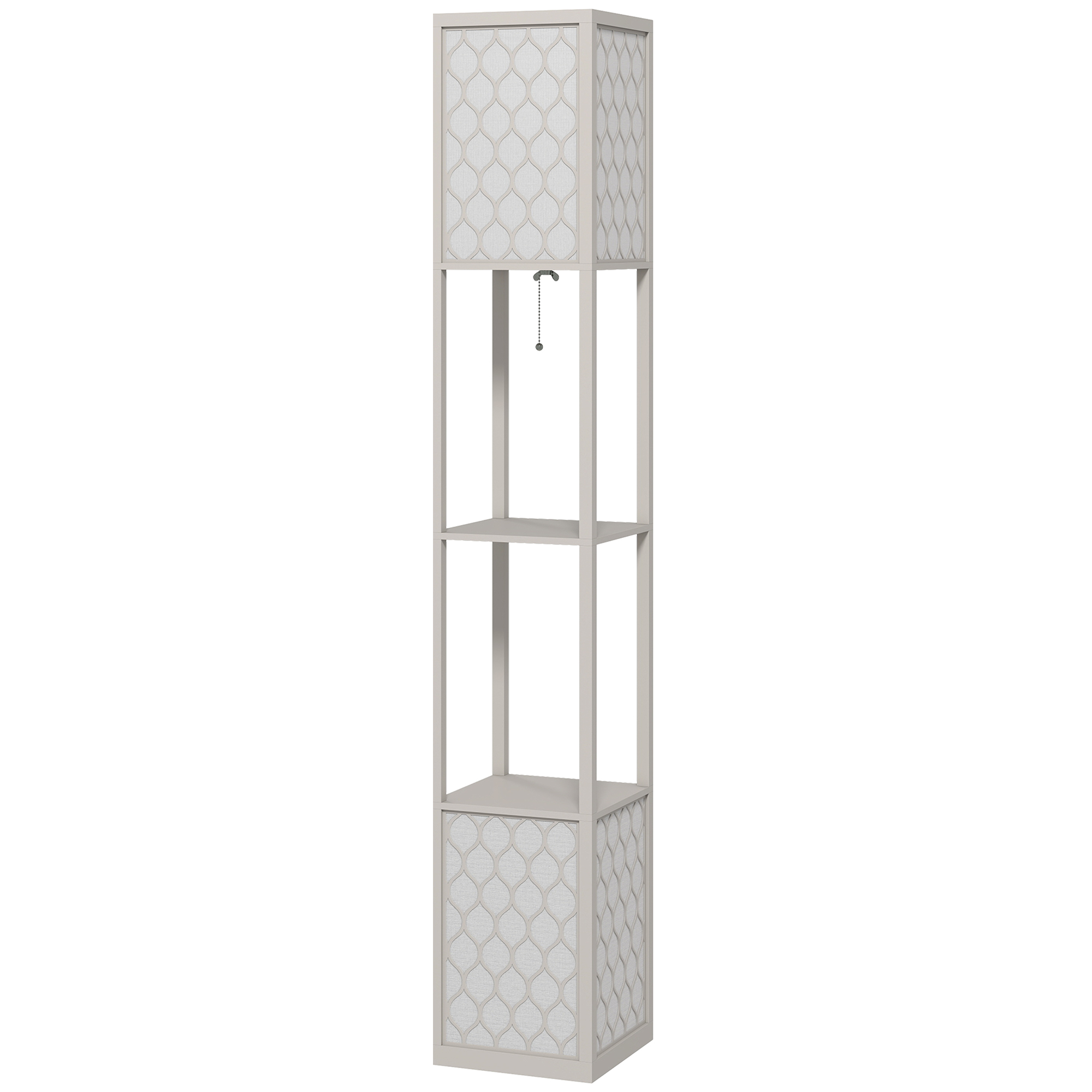 Moodsa disainiga põrandalamp, 2 riiulit, ketiga lüliti, 26 cm x 26 cm x 156 cm, must + valge