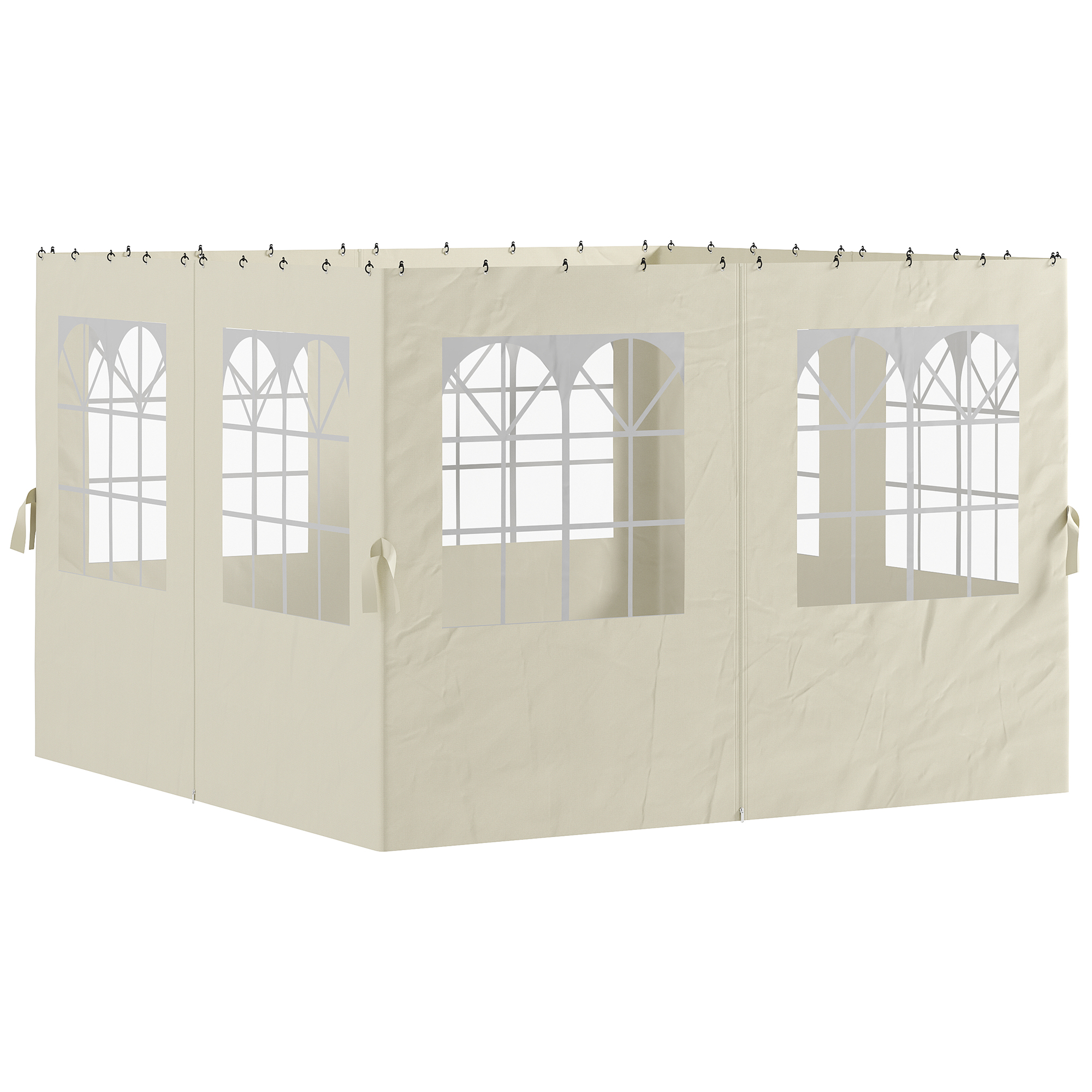 Paviljoni külgpaneelid, 4 külgpaneeli aiapaviljonile, lukuga, 3 x 4 m paviljon, kreemvalge