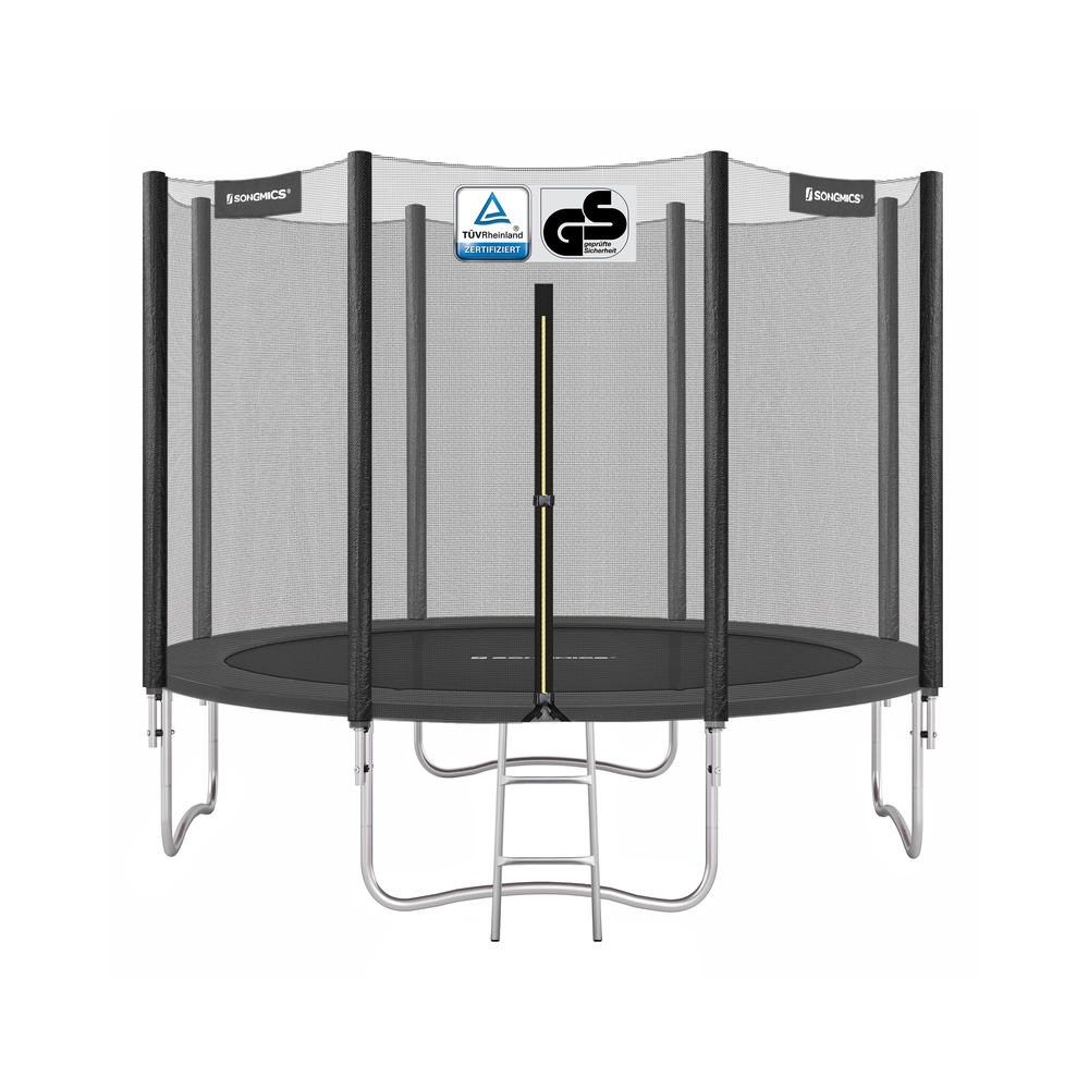 Batuut 305 cm turvavõrguga, 180 cm postid, must