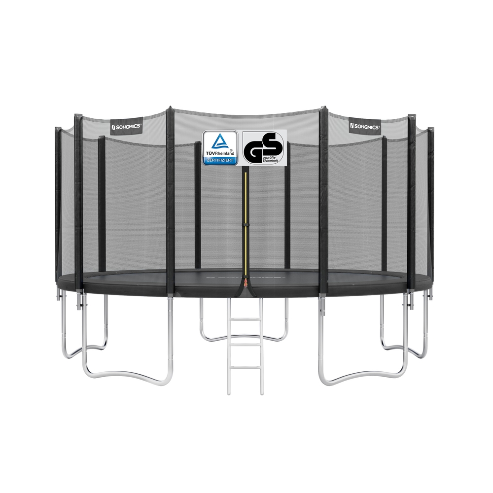 Batuut 427 cm turvavõrguga, sirged postid, must