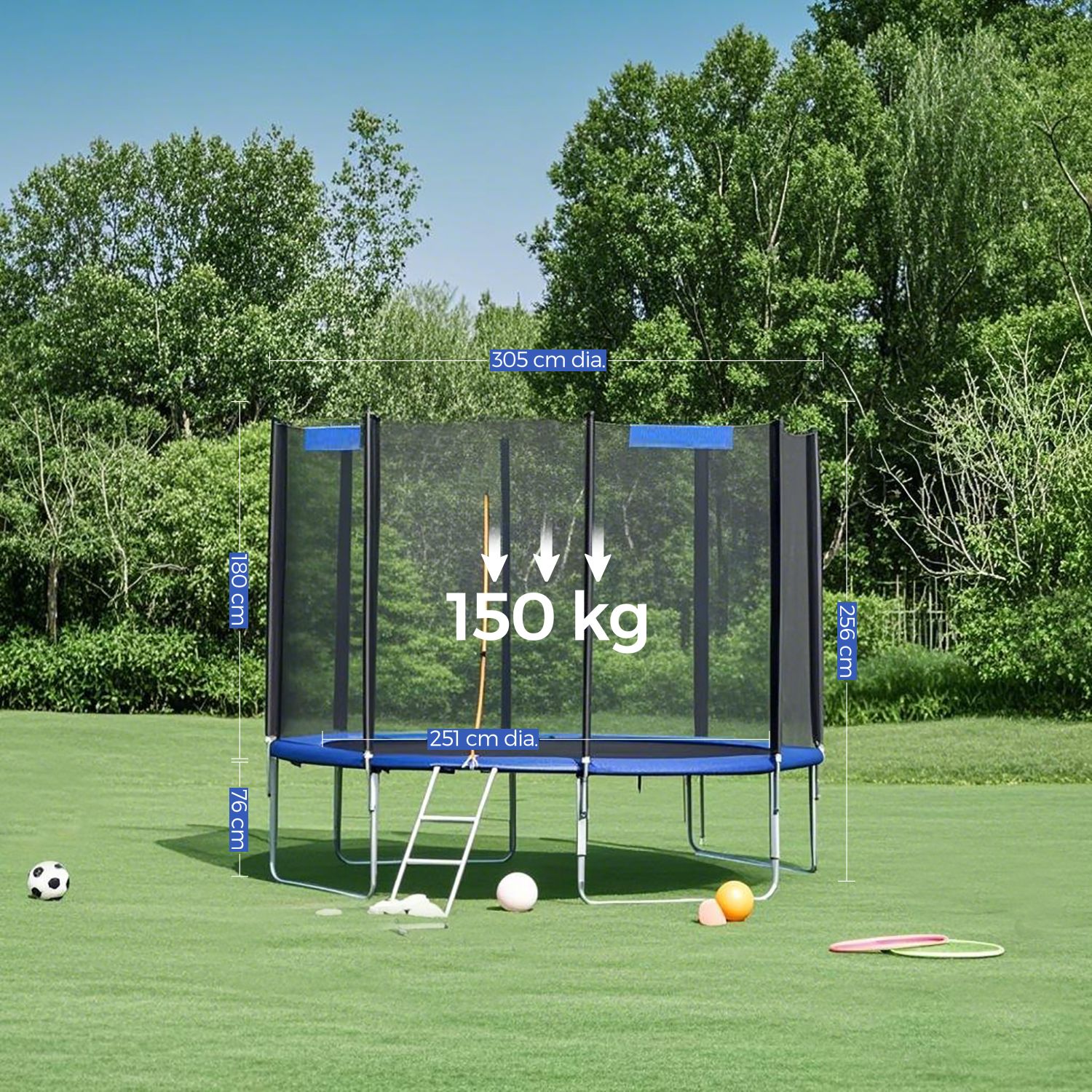 Trampoliin 305 cm, aiatrampoliin, turvavõrguga