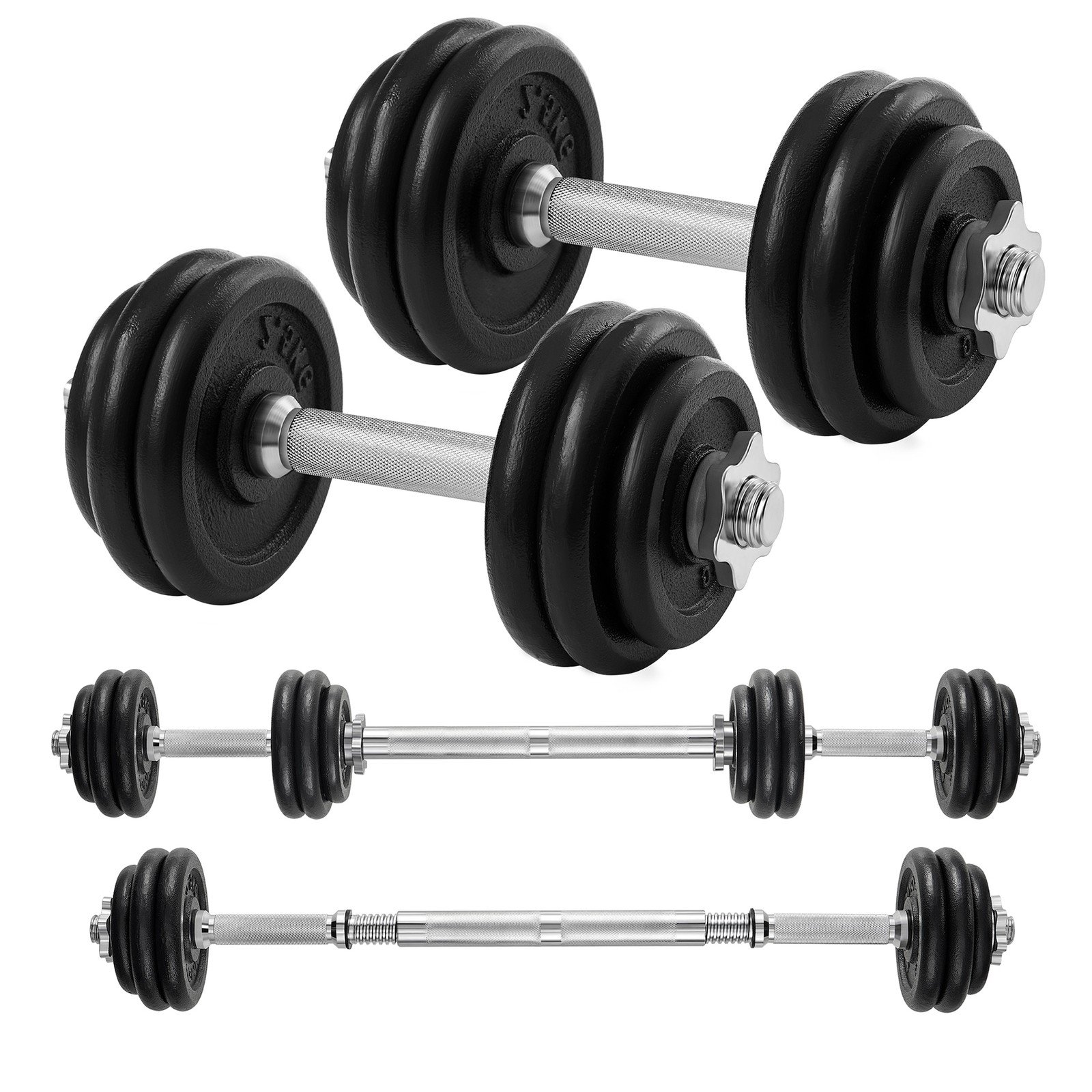 Hantlid, 2 x 15 kg malmist hantlite komplekt, reguleeritavad