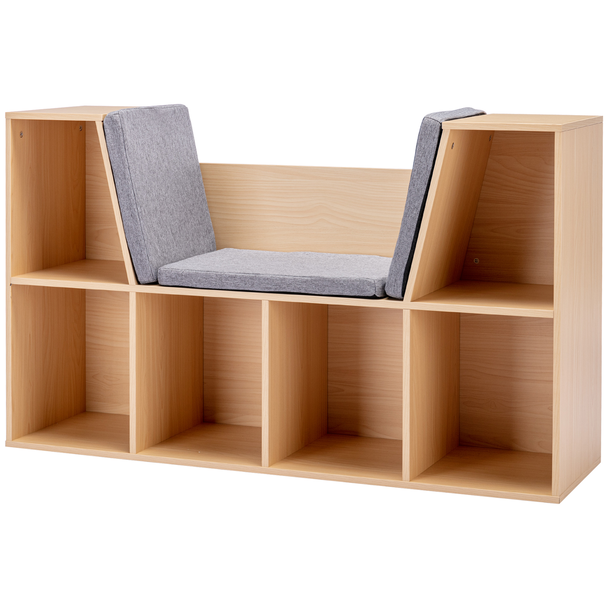 2-ühes laste riiul + pink koos padjaga, 103 cm × 30 cm × 62 cm, valge + hall