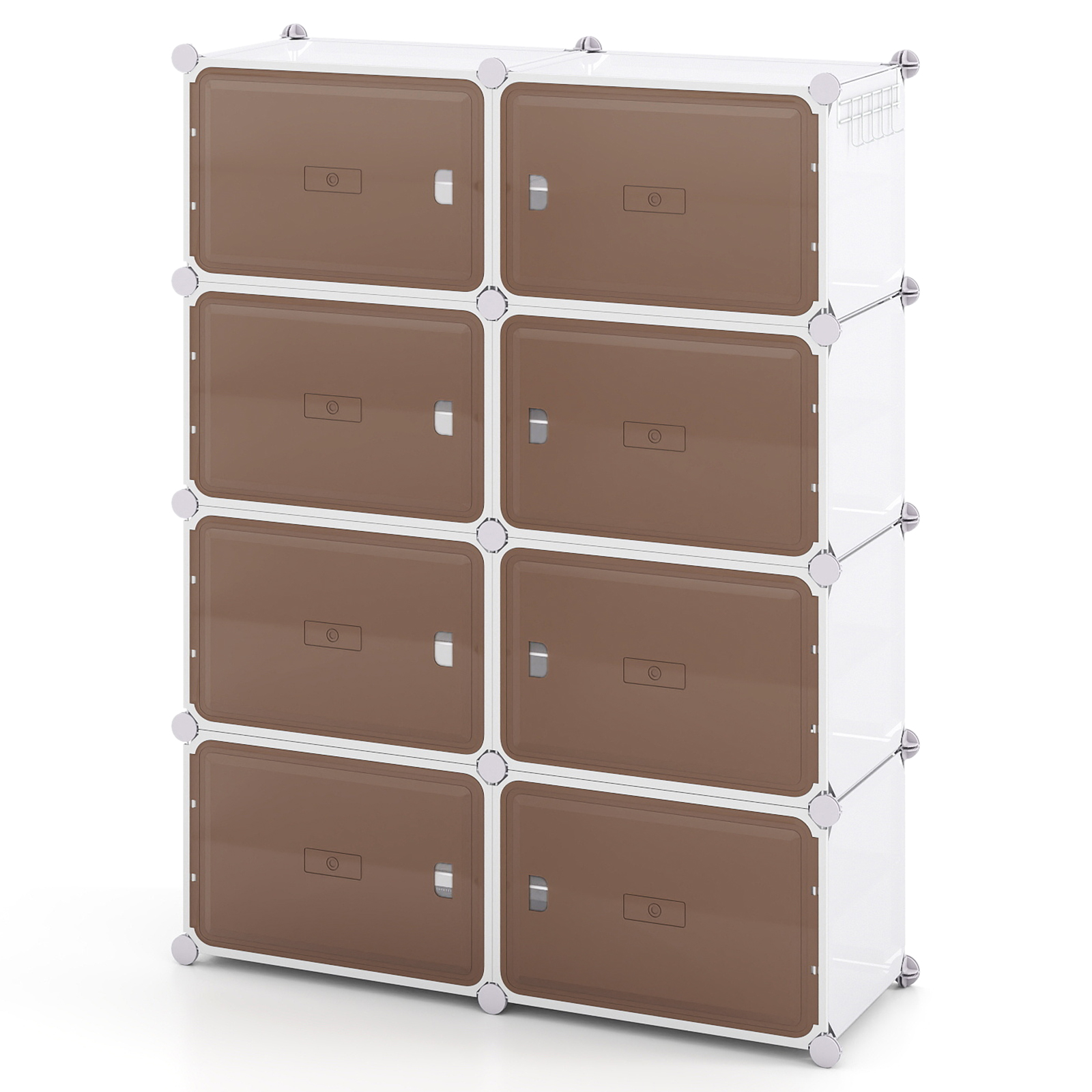 8-korruseline jalatsikapp eemaldatavate riiulitega Valge