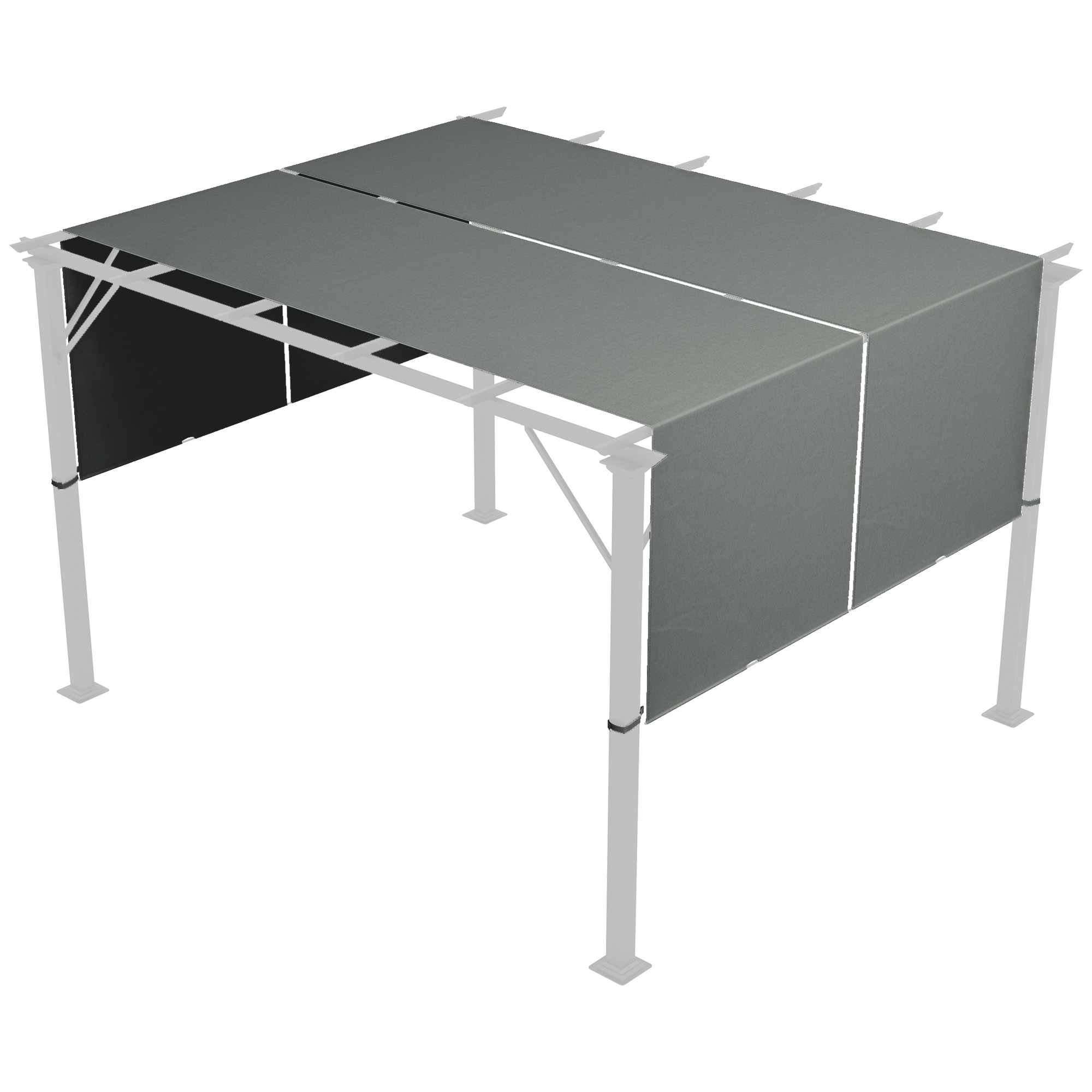 Pergola vahetuskatus UV-kaitsega, päikesesirm terrassikatusele 3 x 3 m paviljonile, tumehall