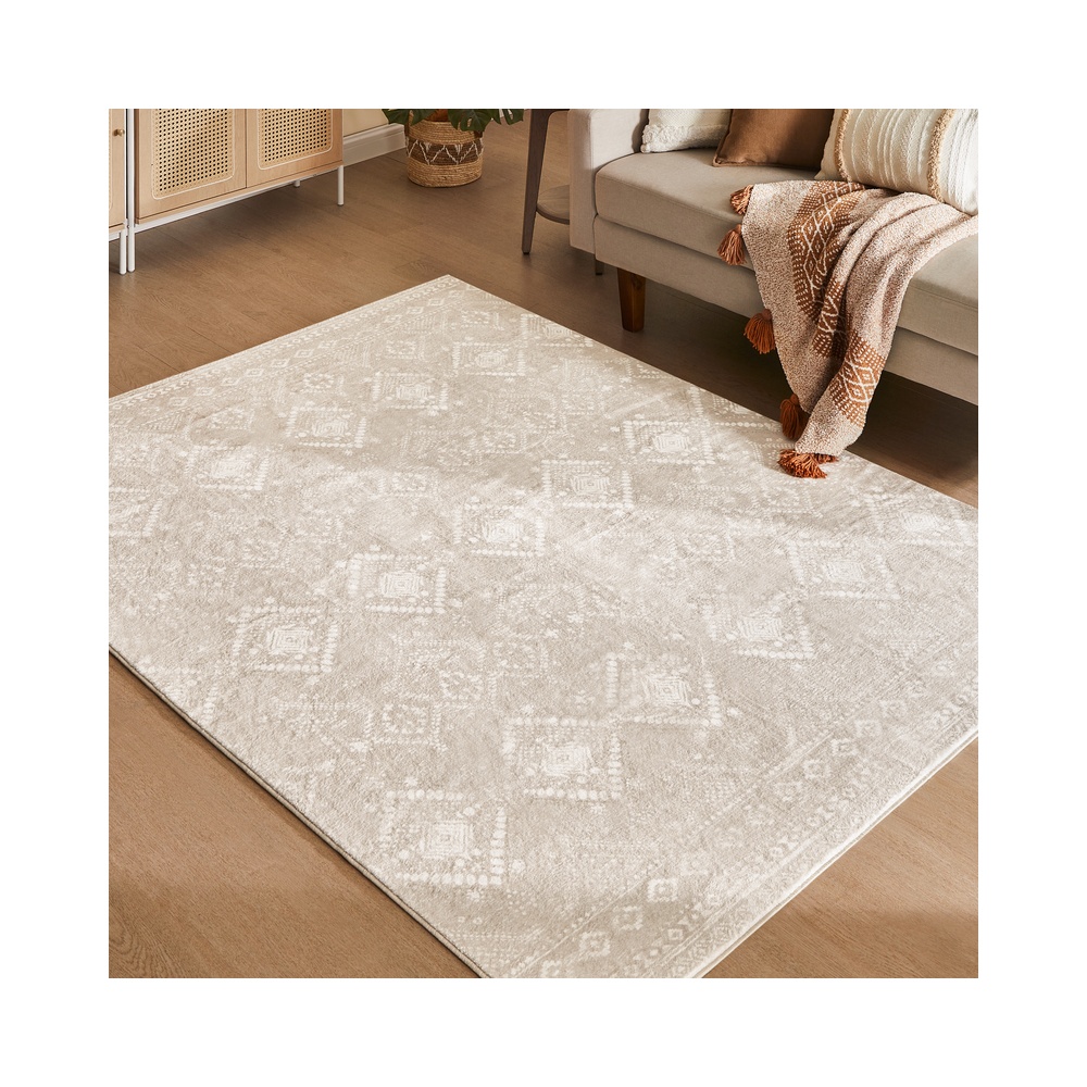 Boho stiilis vaip, 120 x 170 cm, pehme ja libisemisvastane pestav dekoratiivvaip elutuppa või magamistuppa