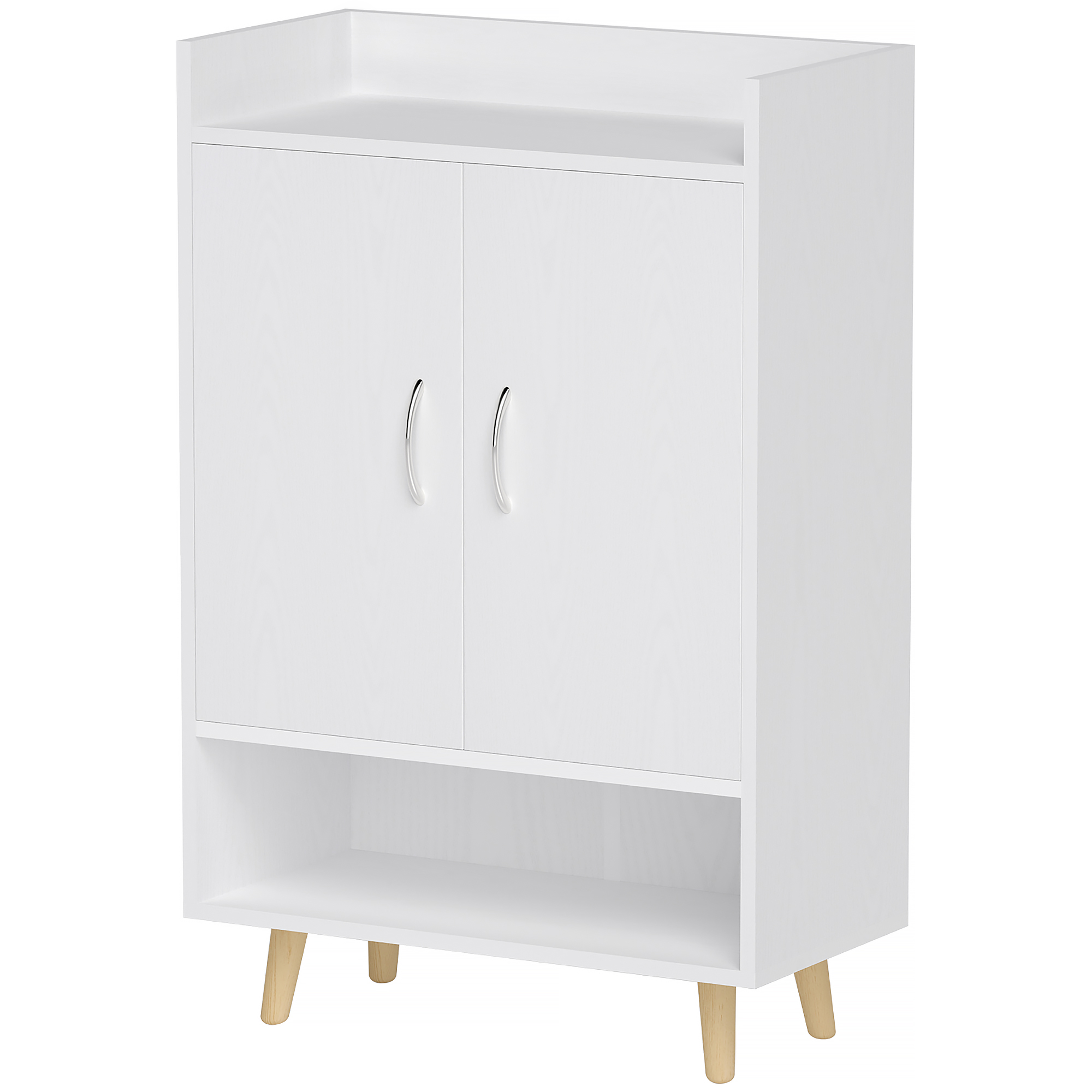 Jalanõudekapp, uste ja riiulitega kingariiul esikusse, moodne kingarussett, jalanõude hoiustamine, 60 x 30 x 92 cm, valge