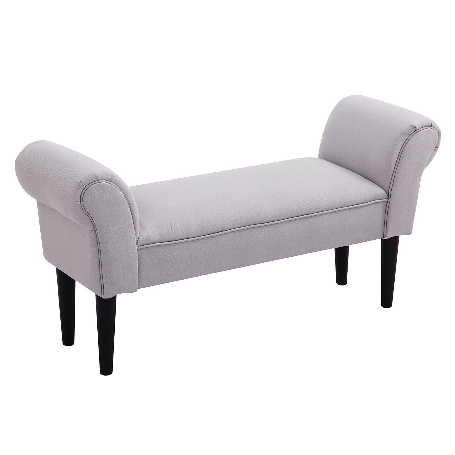 Voodipink, polsterdatud pink, istumispink, esikupink magamistuppa, kandevõime kuni 130 kg, purjeriie, hall, 102 x 36 x 51 cm