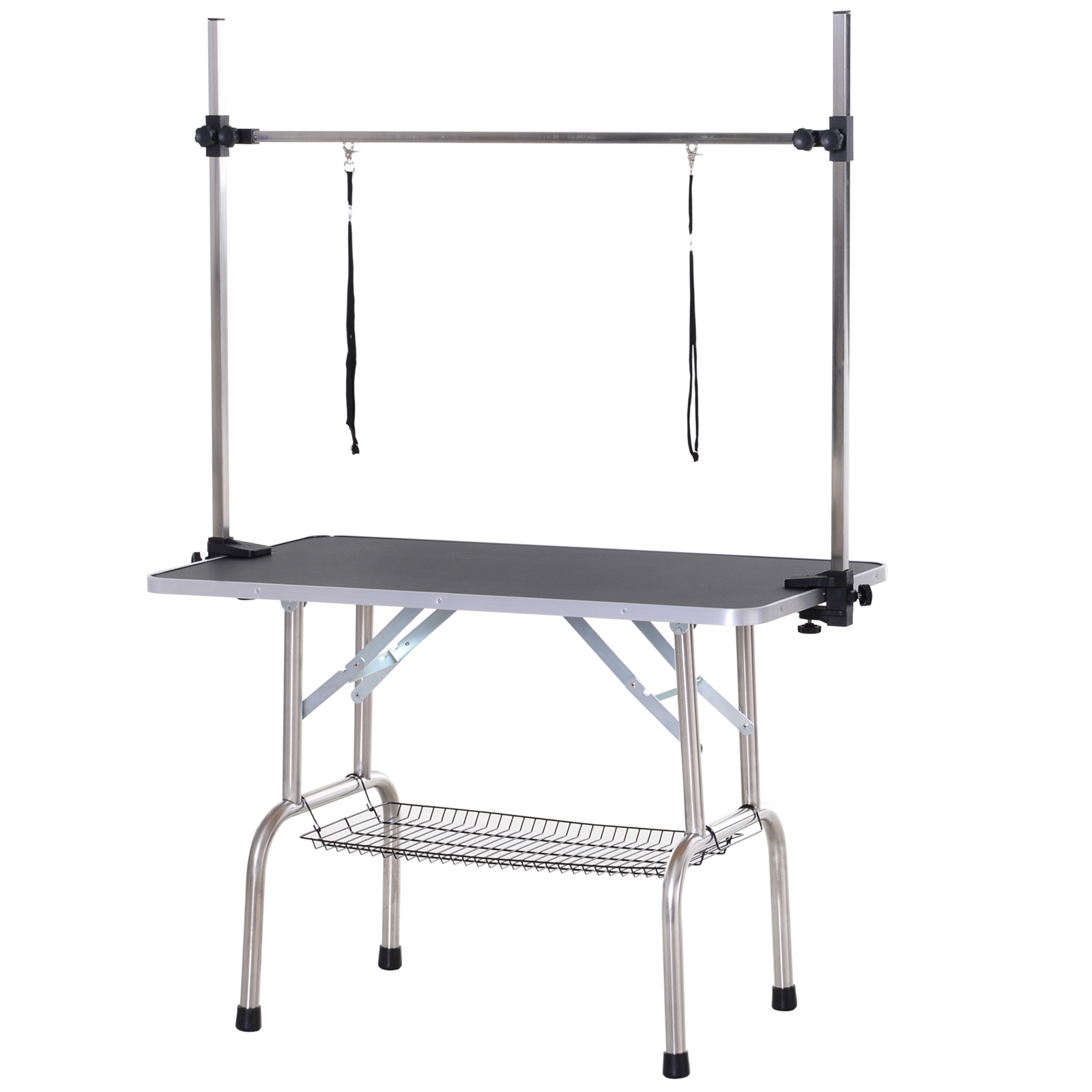 Koera trimmimislaud, reguleeritava kõrgusega, kokkupandav, koerte trimmimislaud, koerte trimmimislaud, lõikelaud, trimmimislaud aluskorviga koertele ja kassidele kuni 100 kg, must