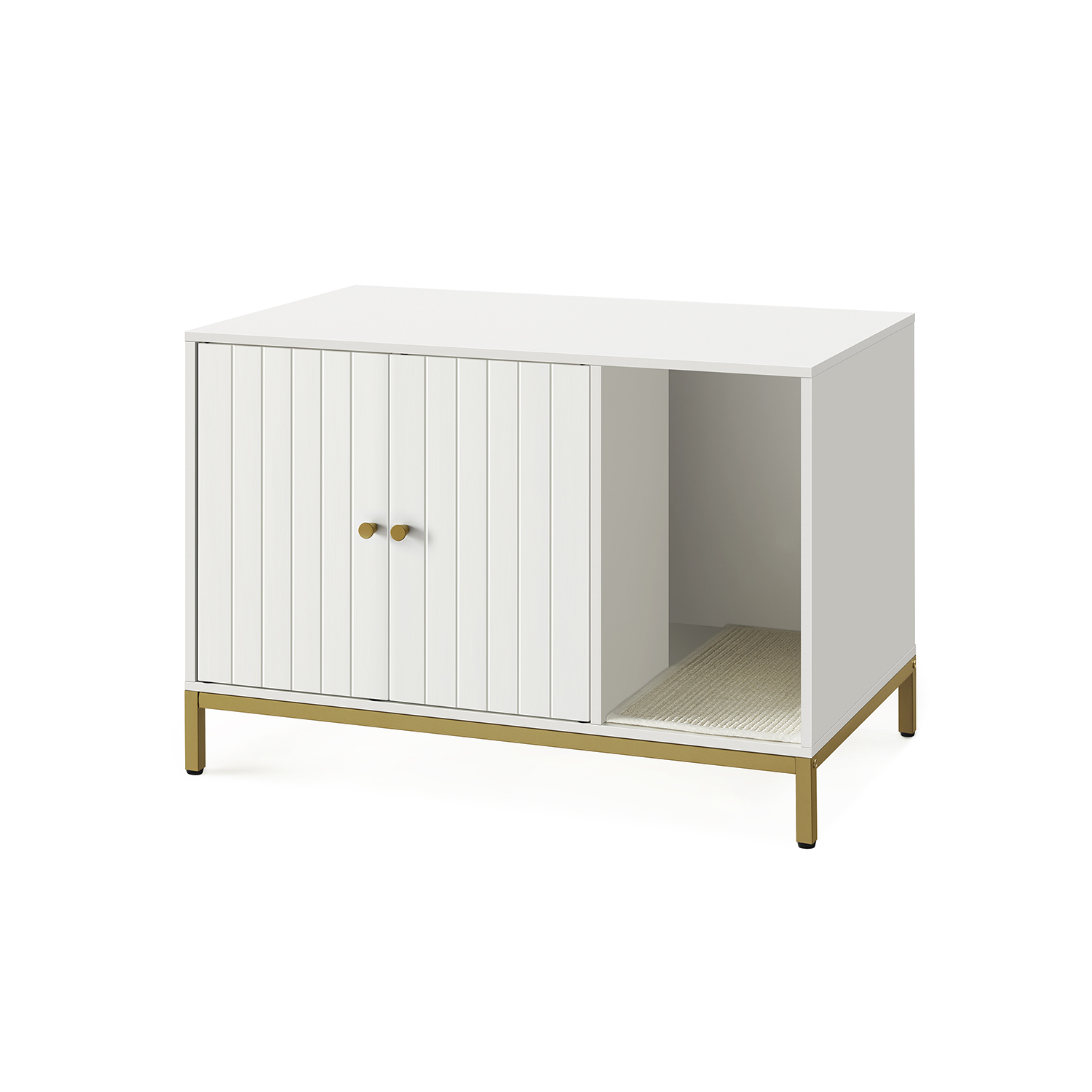 Kassi liivakastikapp kriimustusmatiga kõrgete jalgadega  80 x 50 x 55 cm, valge kuldne