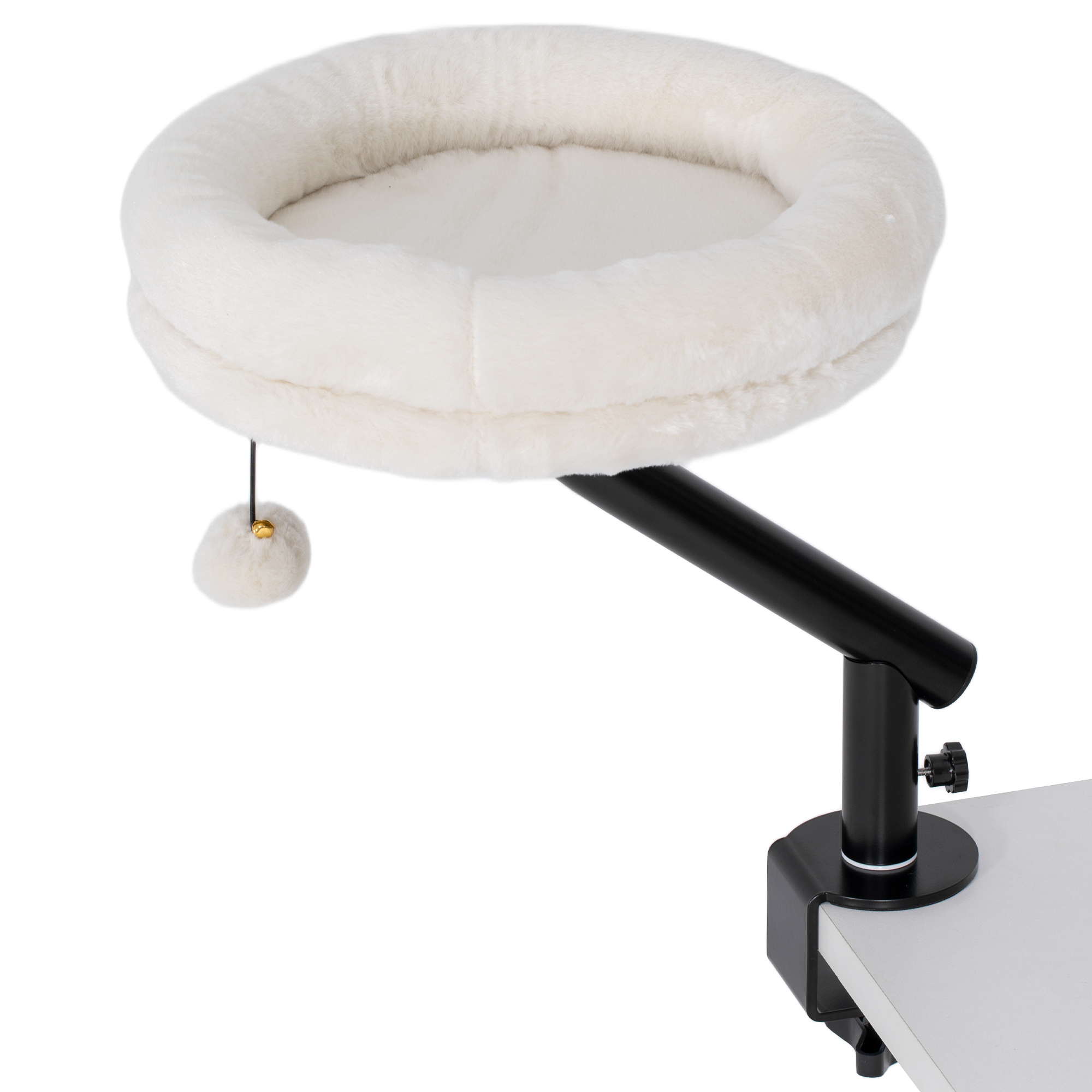 Kassi lauavoodi, kassi lauavoodi 360° pöörlemisega, reguleeritava kõrgusega, kassi lamamistool eemaldatava, masinpestava voodiga, alla 6 kg kaaluvatele kassidele, kodukontor, kreemvalge