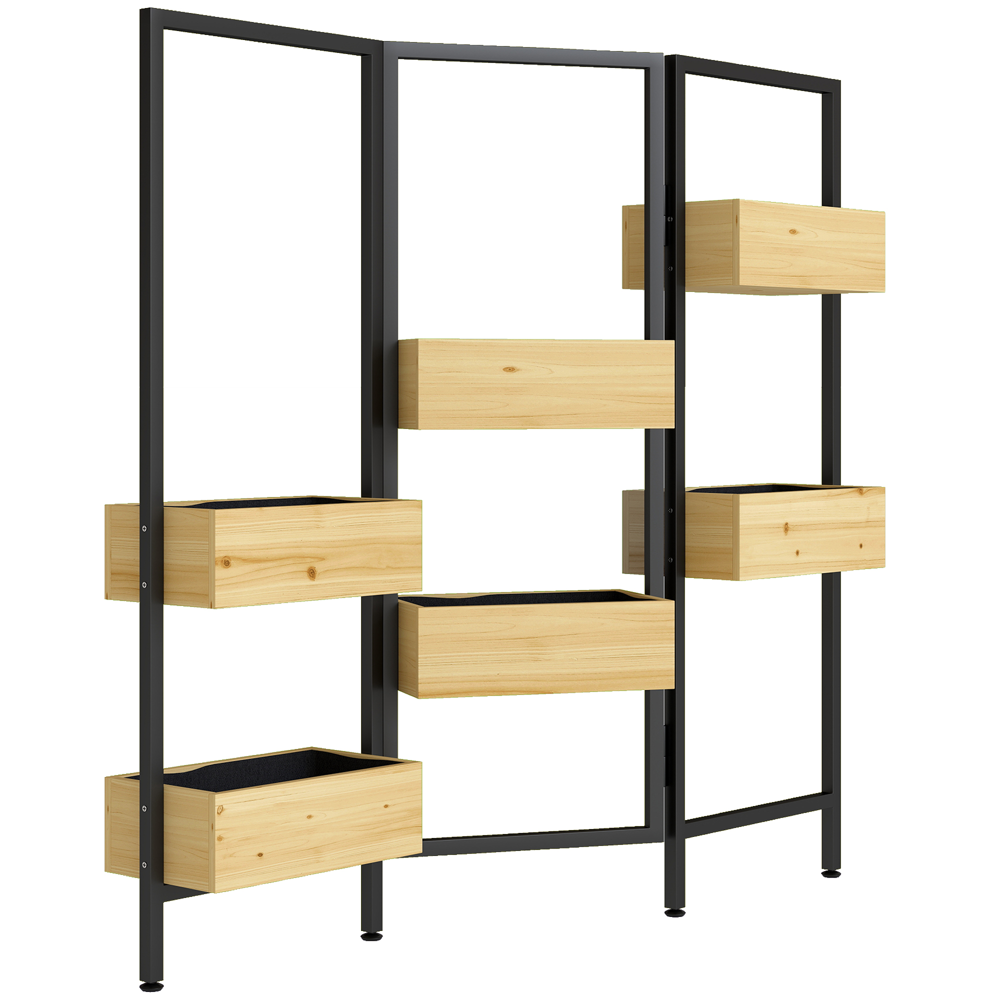 Privaatsuskaitsega lillekast, kokkupandava võrega kõrgpeenar, 6 istutuskasti drenaažiavadega, terasest