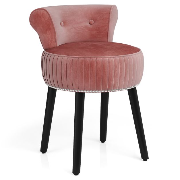 Sametist tualetttool seljatoega, polsterdatud tualetttool madala tepitud seljatoega, roosa aktsenttool