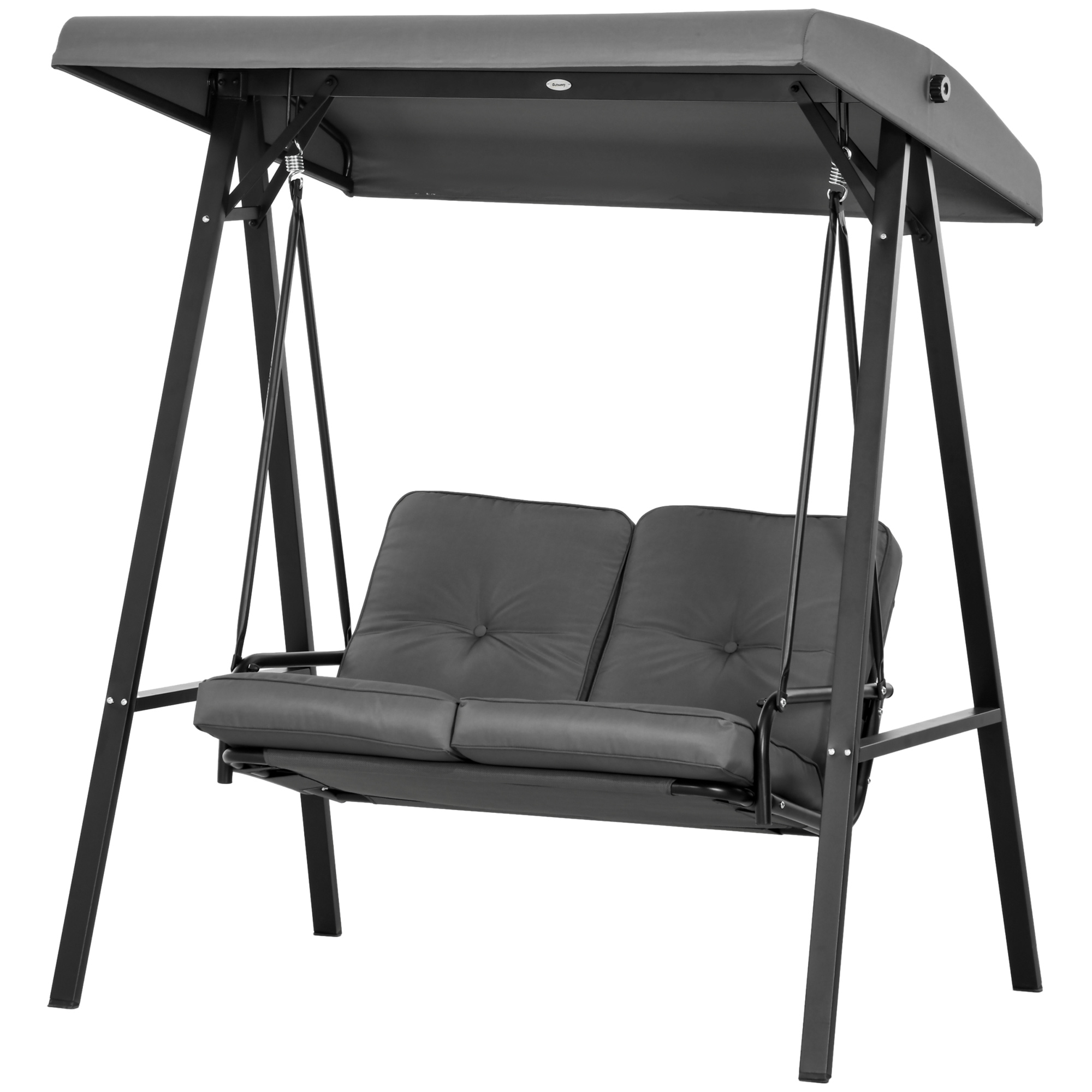 Hollywoodi kiik, kahekohaline aiakiik reguleeritava varikatusega, kandevõime kuni 220 kg, 145 x 116 x 172 cm, tumehall