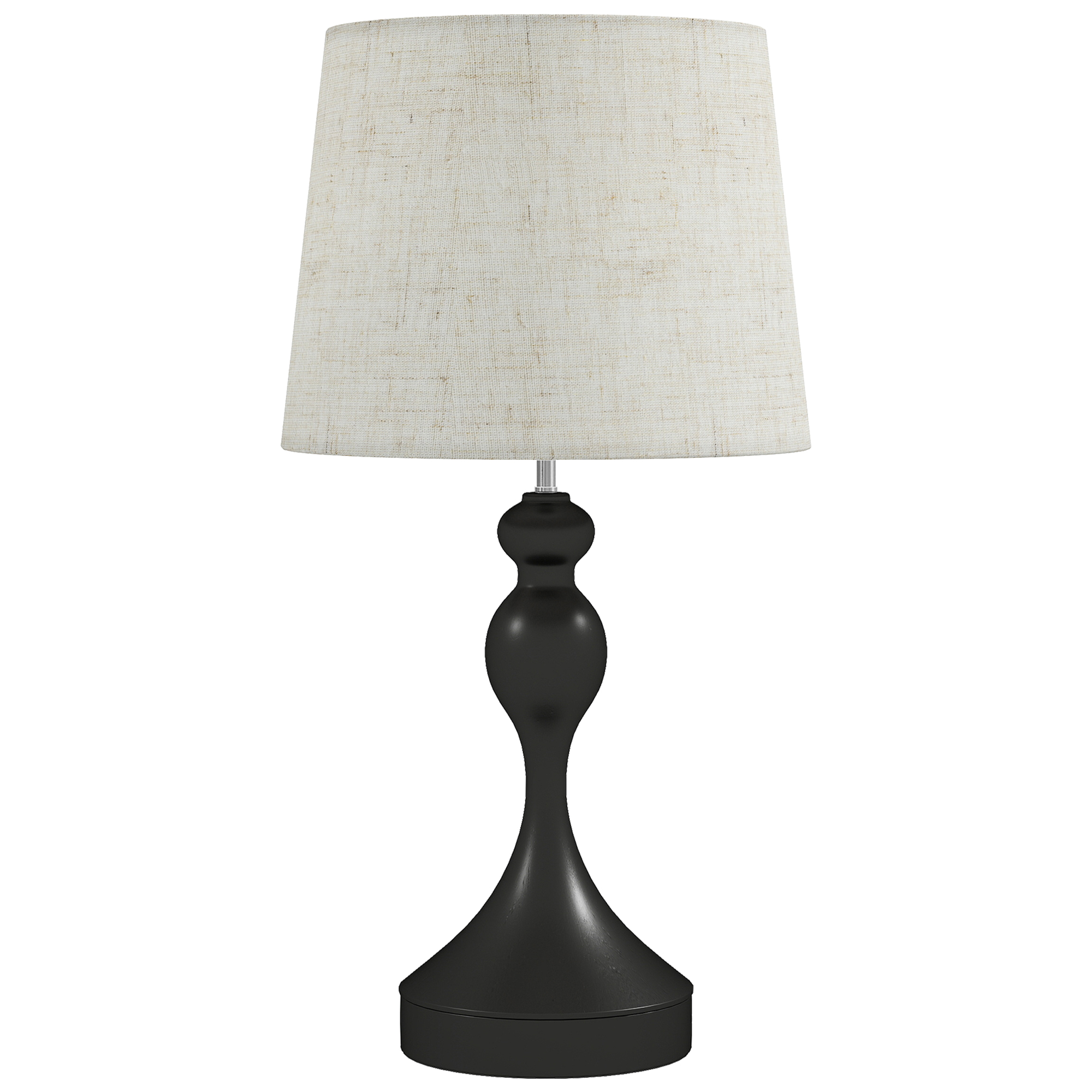 LED-laualamp 3 värvitemperatuuriga, öölamp USB A+C laadimisportidega, linane vari, must