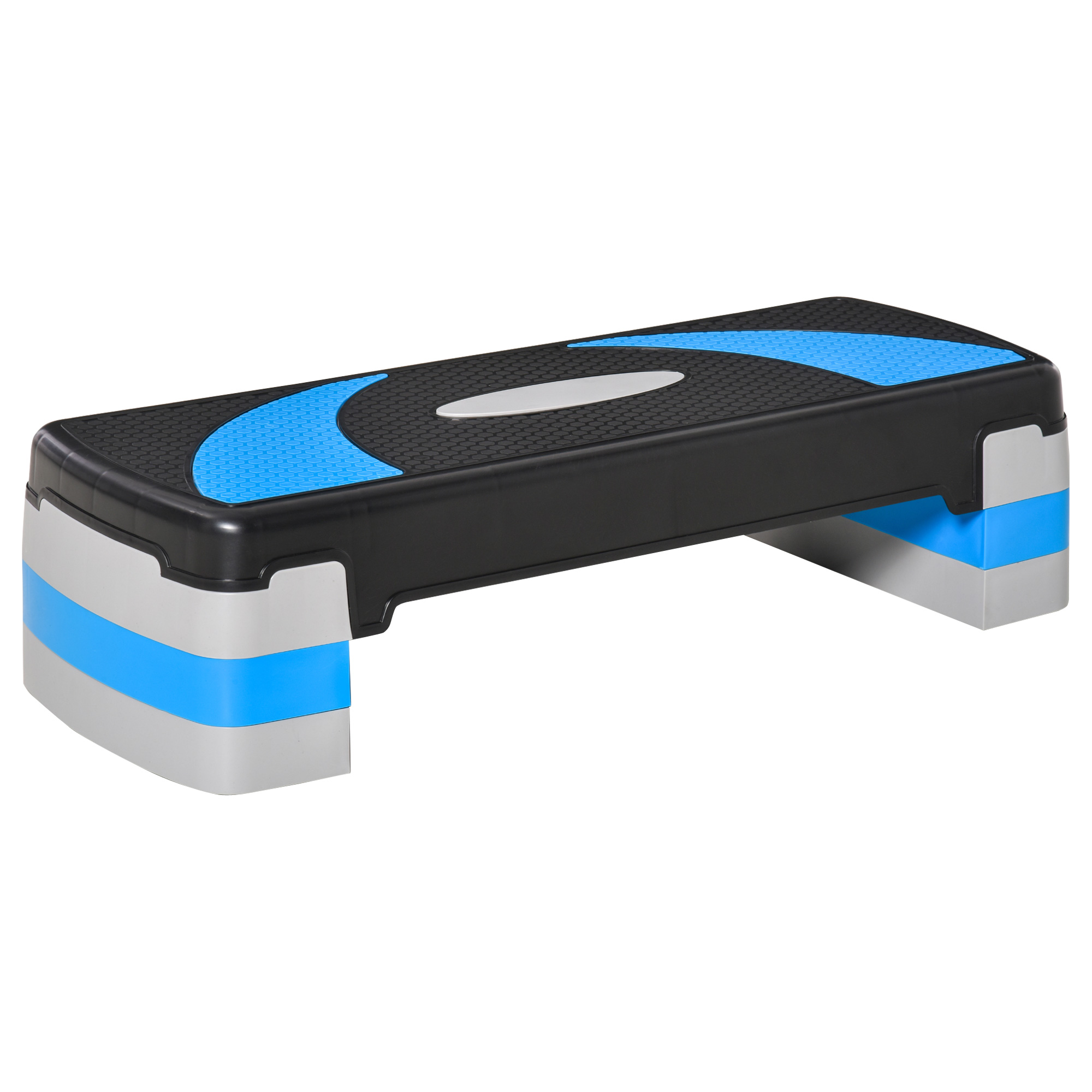 Aeroobne stepper, 3 kõrguse reguleerimise tasemega, 80 x 31 x 20 cm, must + helesinine + hall