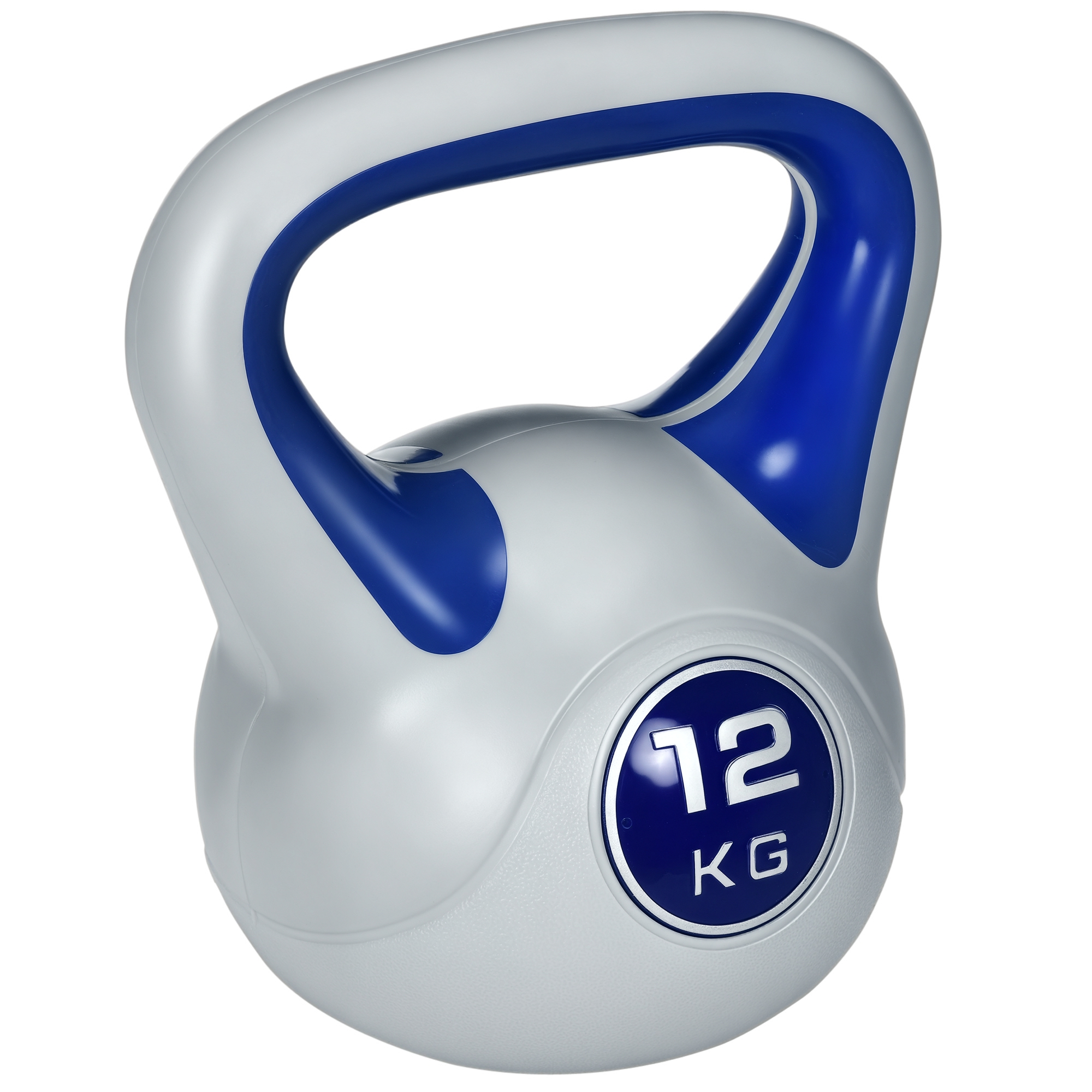 Kettlebell, 12 kg, lameda põhjaga, suure käepidemega, plastkattega, sinine, 24 x 17 x 28 cm
